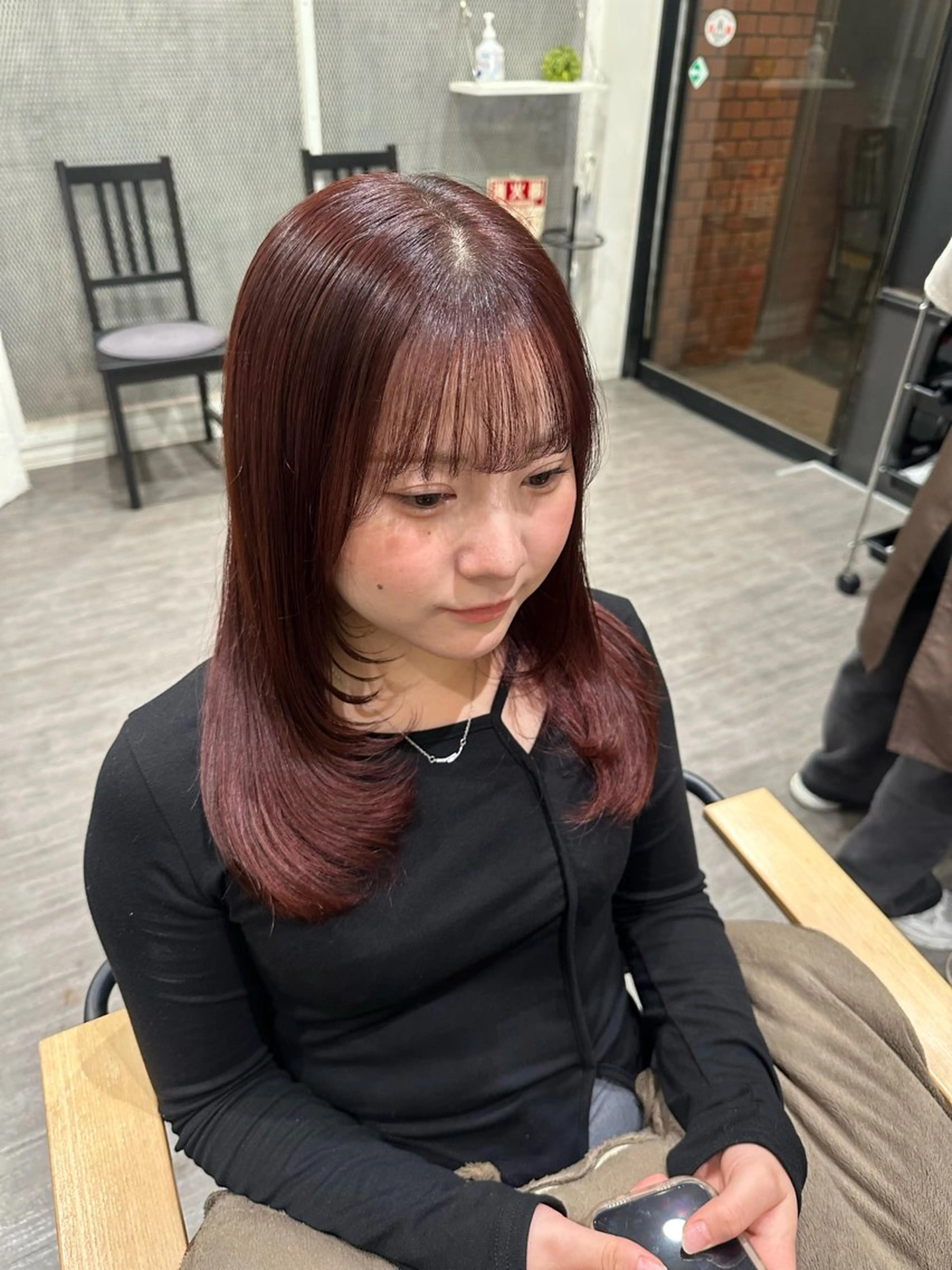 ミディアム カラー ブラウンカラー レッドカラー レッドブラウン ヘアカラー トリートメント 艶髪レイヤー上田 紗也🇰🇷💗のヘアスタイル