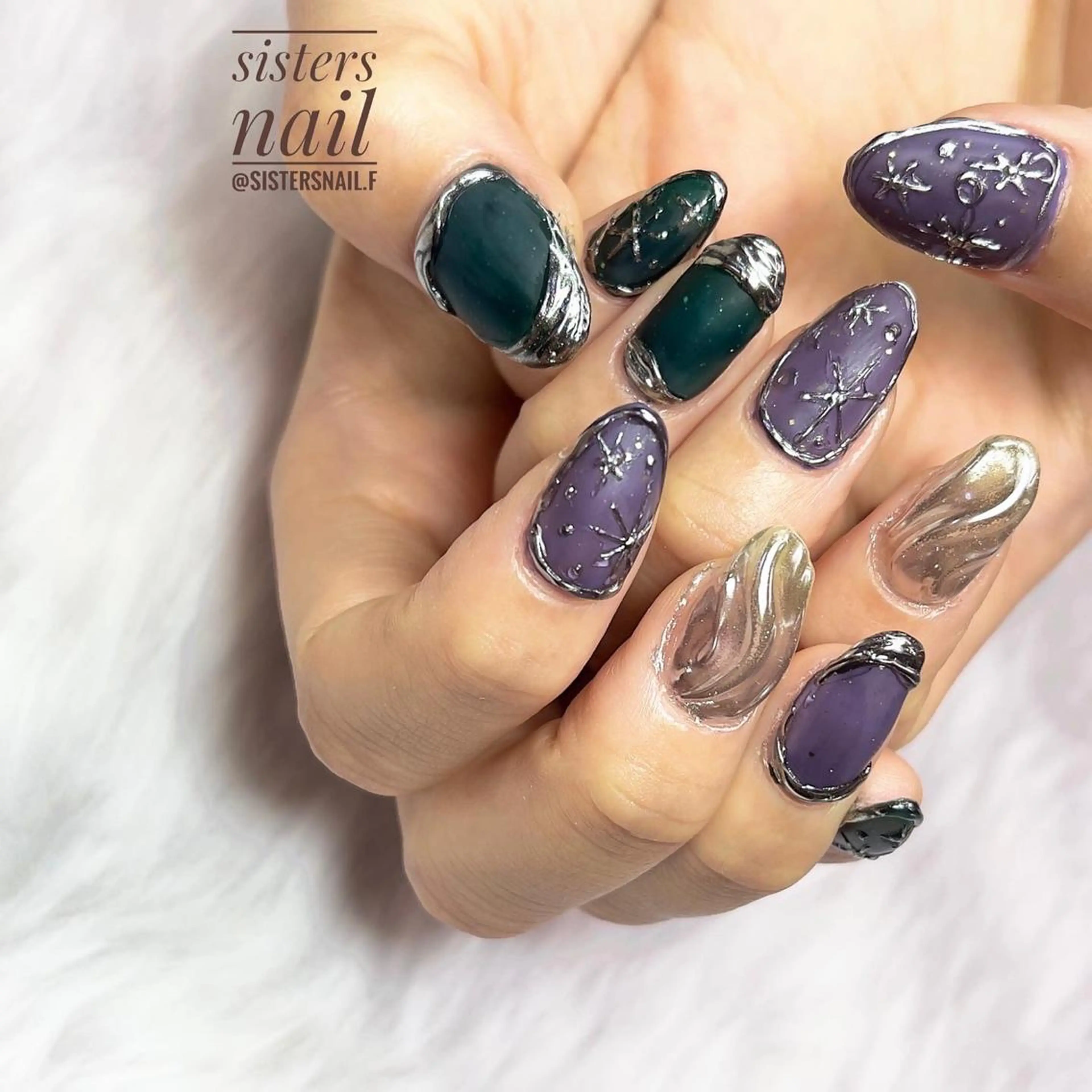 ネイル アートネイル ジェルネイル キラキラネイル マットネイル ミラーネイル sisters nail.fのネイルデザイン