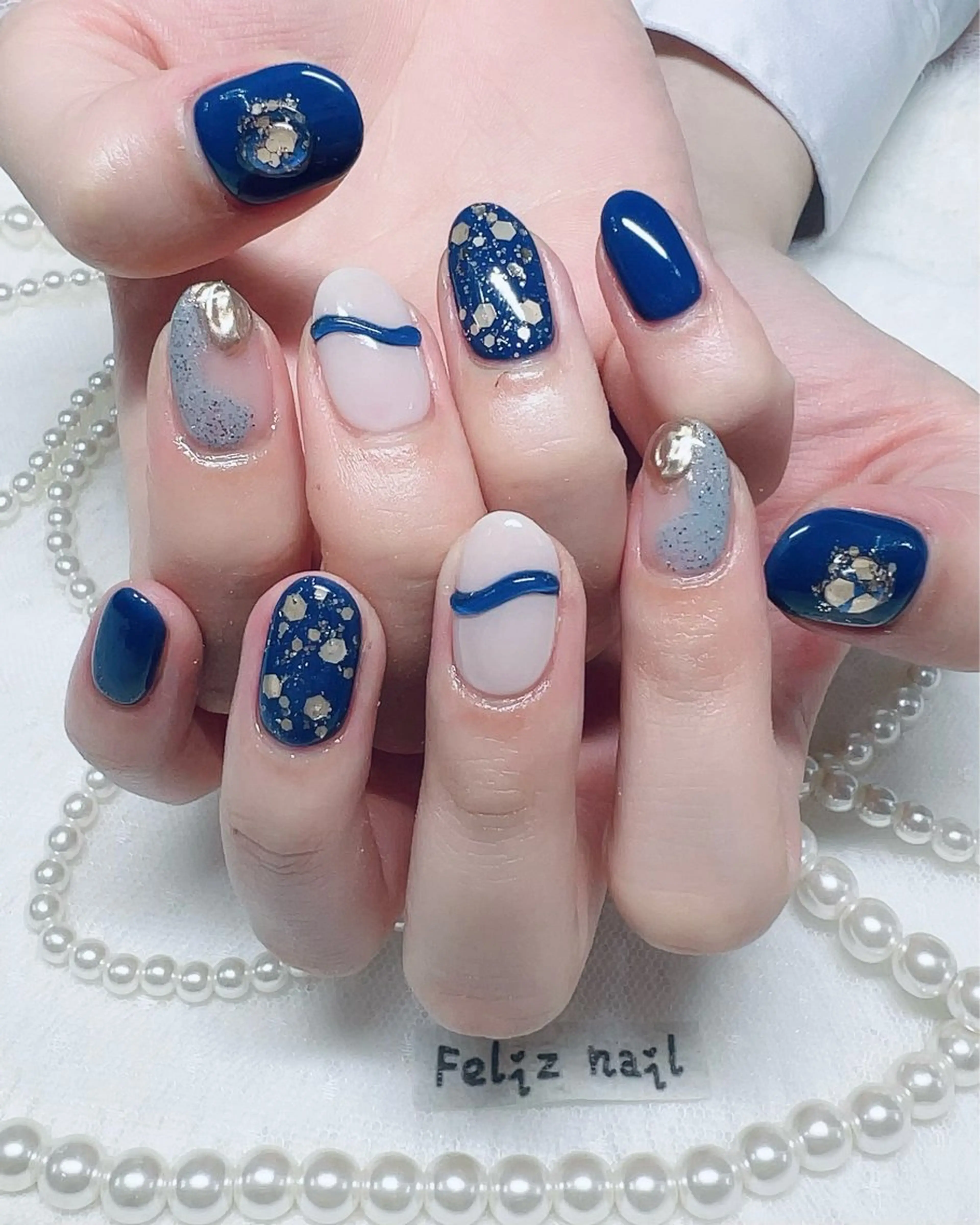 ネイル ブルー ジェルネイル キラキラネイル ニュアンスネイル オフィスネイル ユキカ （ネイリスト）のネイルデザイン