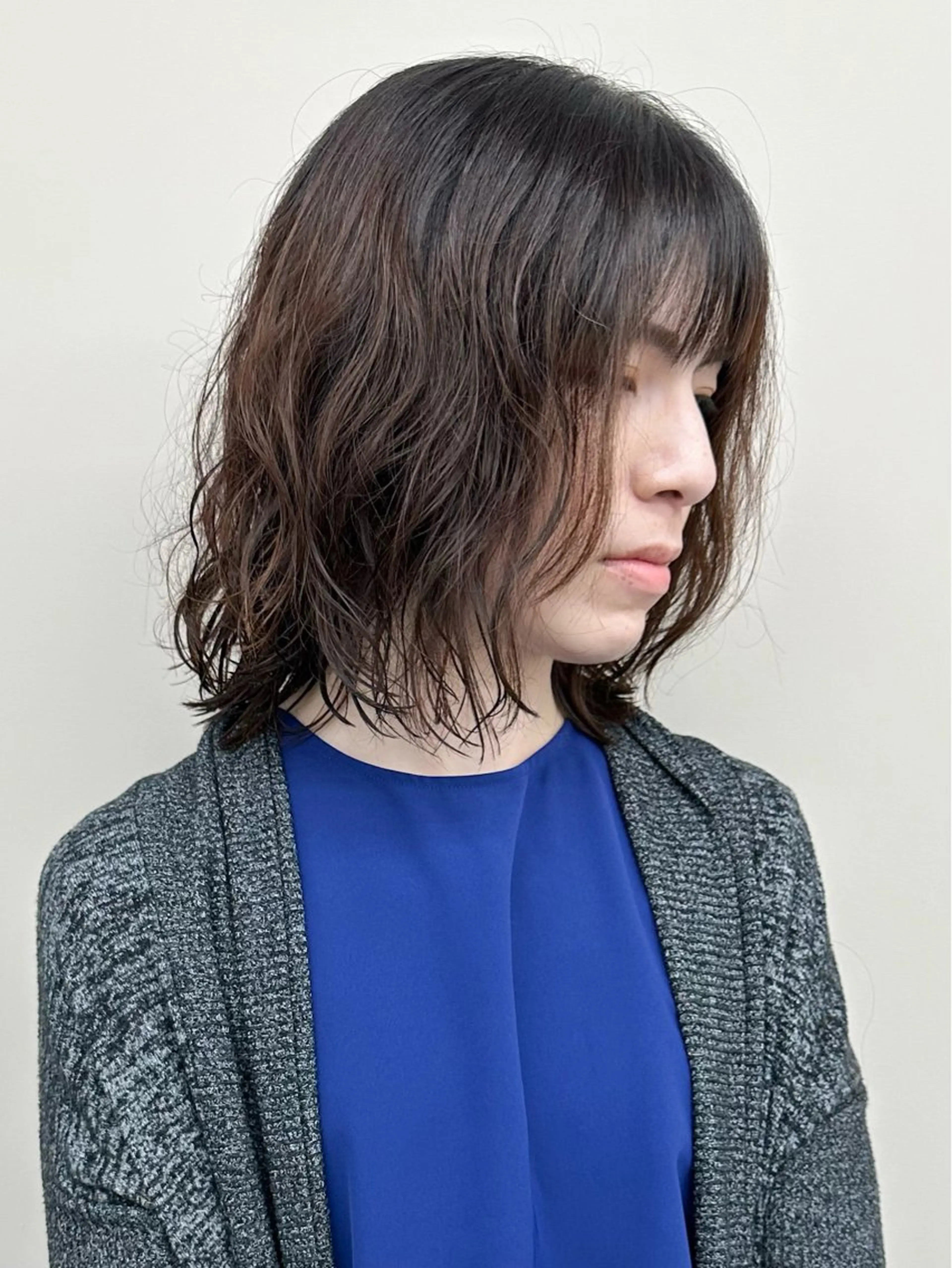 セミロング パーマ カット パーマ 小顔ボブ/お悩み解決 /ボブパーマ/とういのヘアスタイル