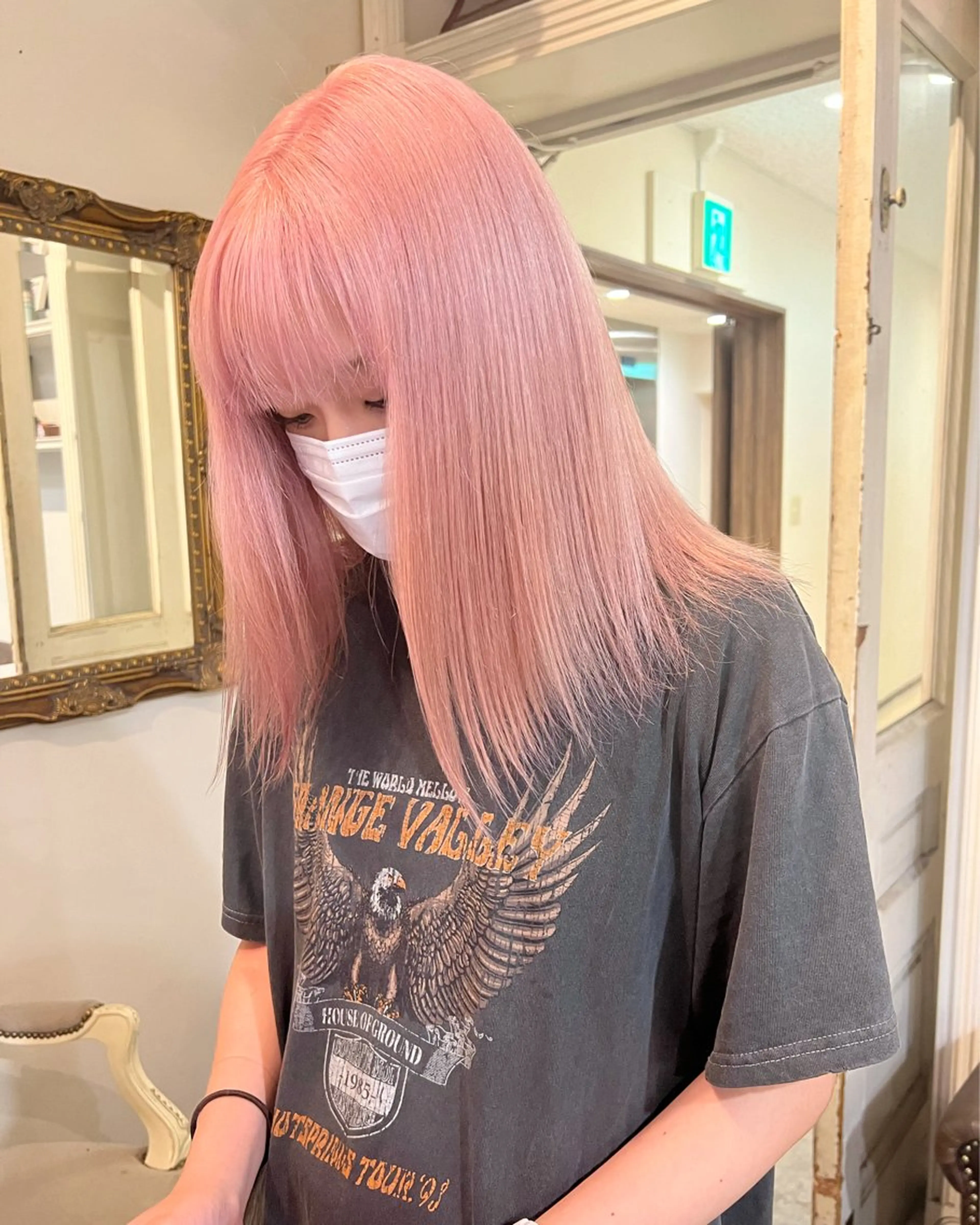 セミロング カラー ヘアアレンジ ピンクカラー ヘアカラー トリートメント ヘアセット 金子 廉のヘアスタイル