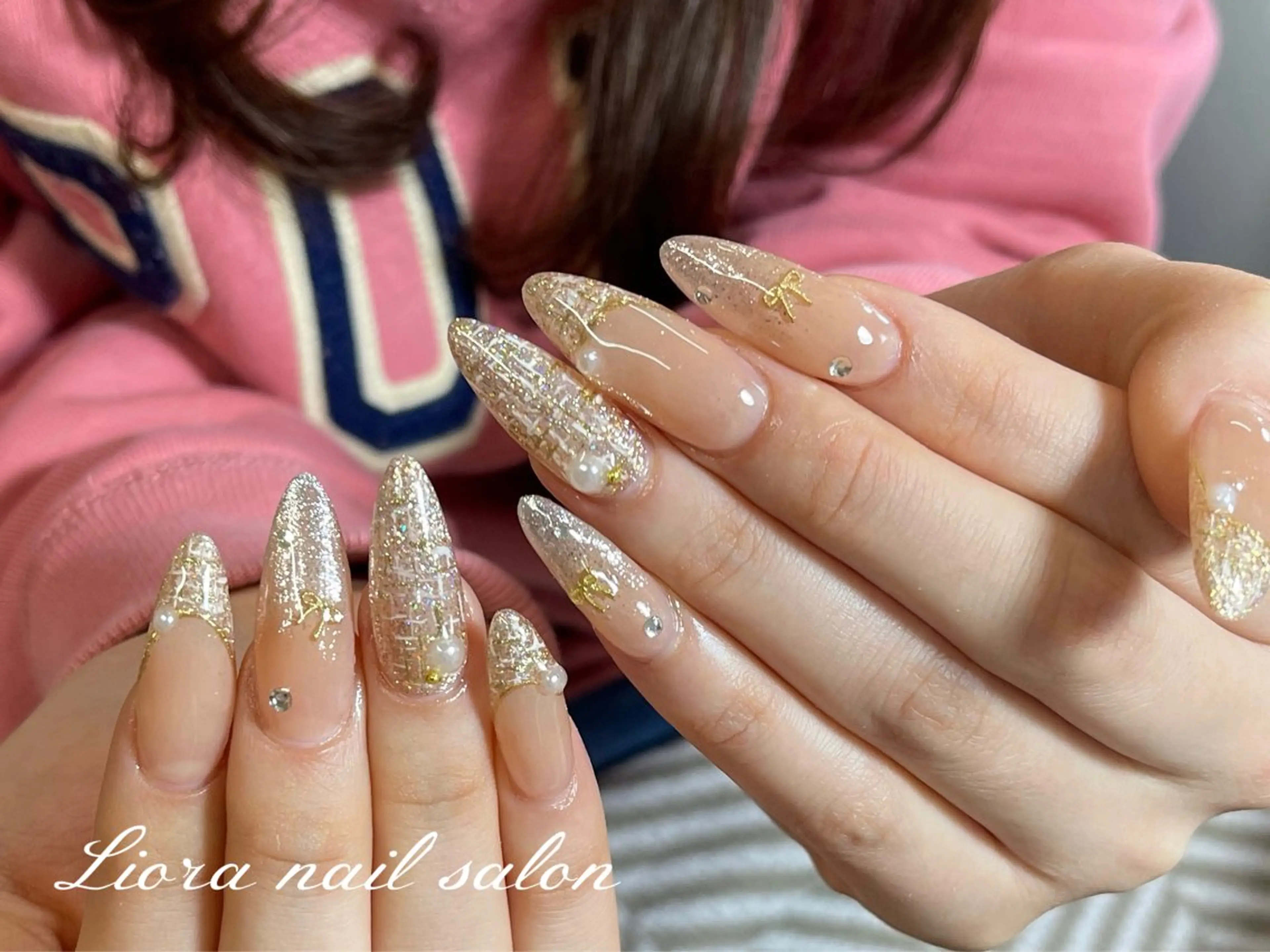 ネイル チークネイル フットネイル フレンチネイル ジェルネイル ガーリー ハンドネイル Liora nail 1のネイルデザイン