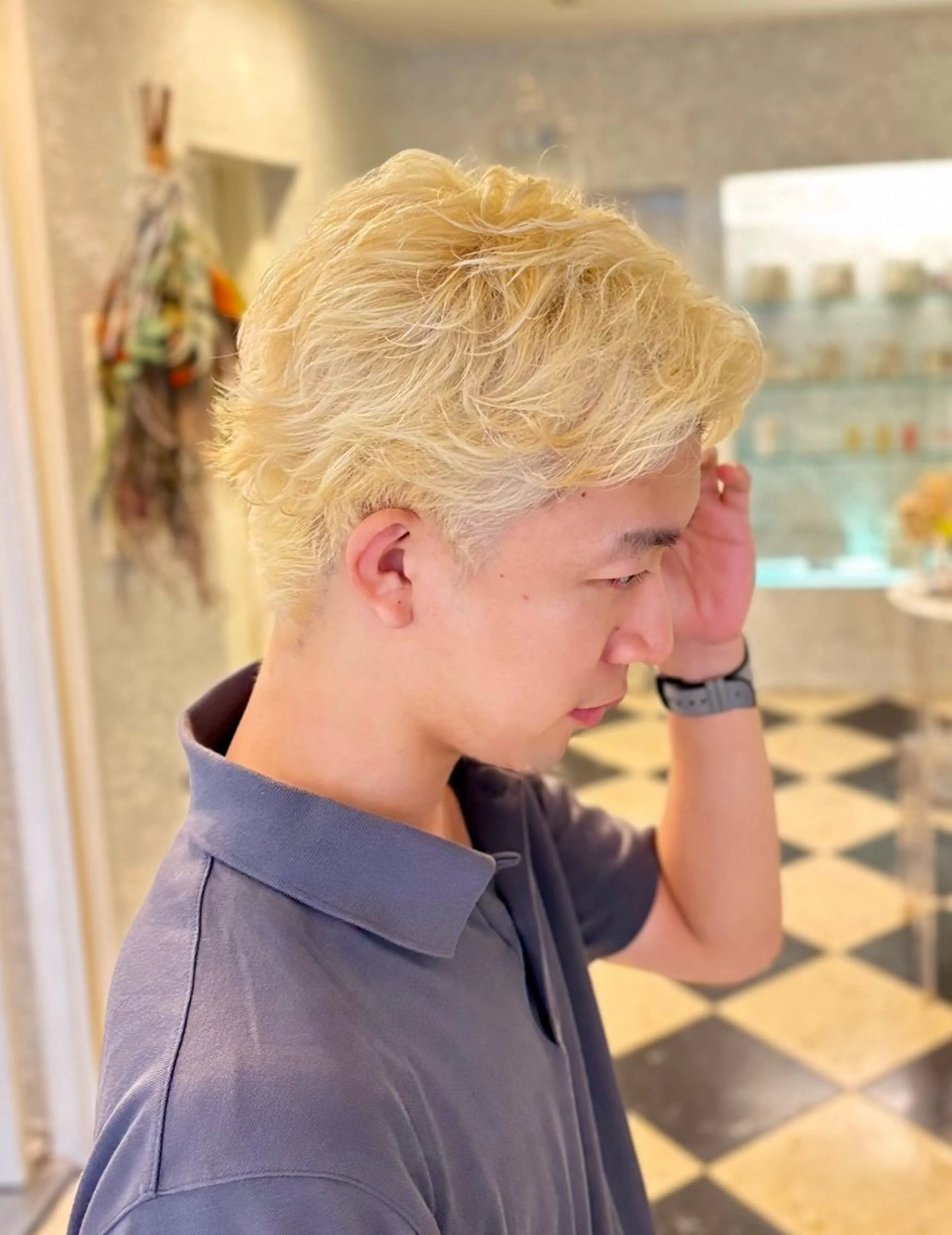 ショート カラー メンズ カット ヘアカラー トリートメント メンズパーマ/ブリー チ/motokiのヘアスタイル