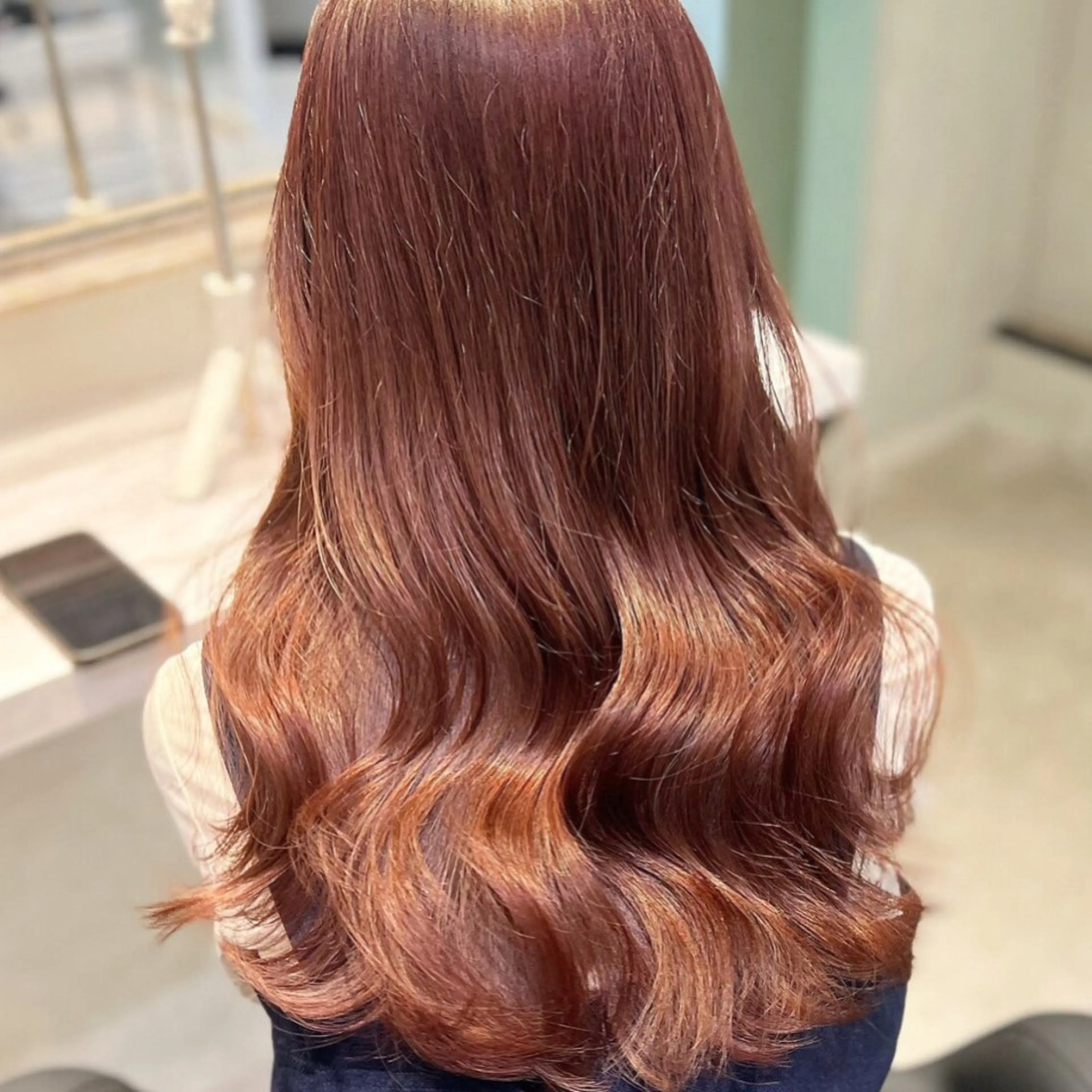 ロング カラー ブラウンカラー オレンジ オレンジブラウン ロング ヘアカラー トリートメント 💖ブリーチ/暖色 𝐘𝐮𝐢💖のヘアスタイル