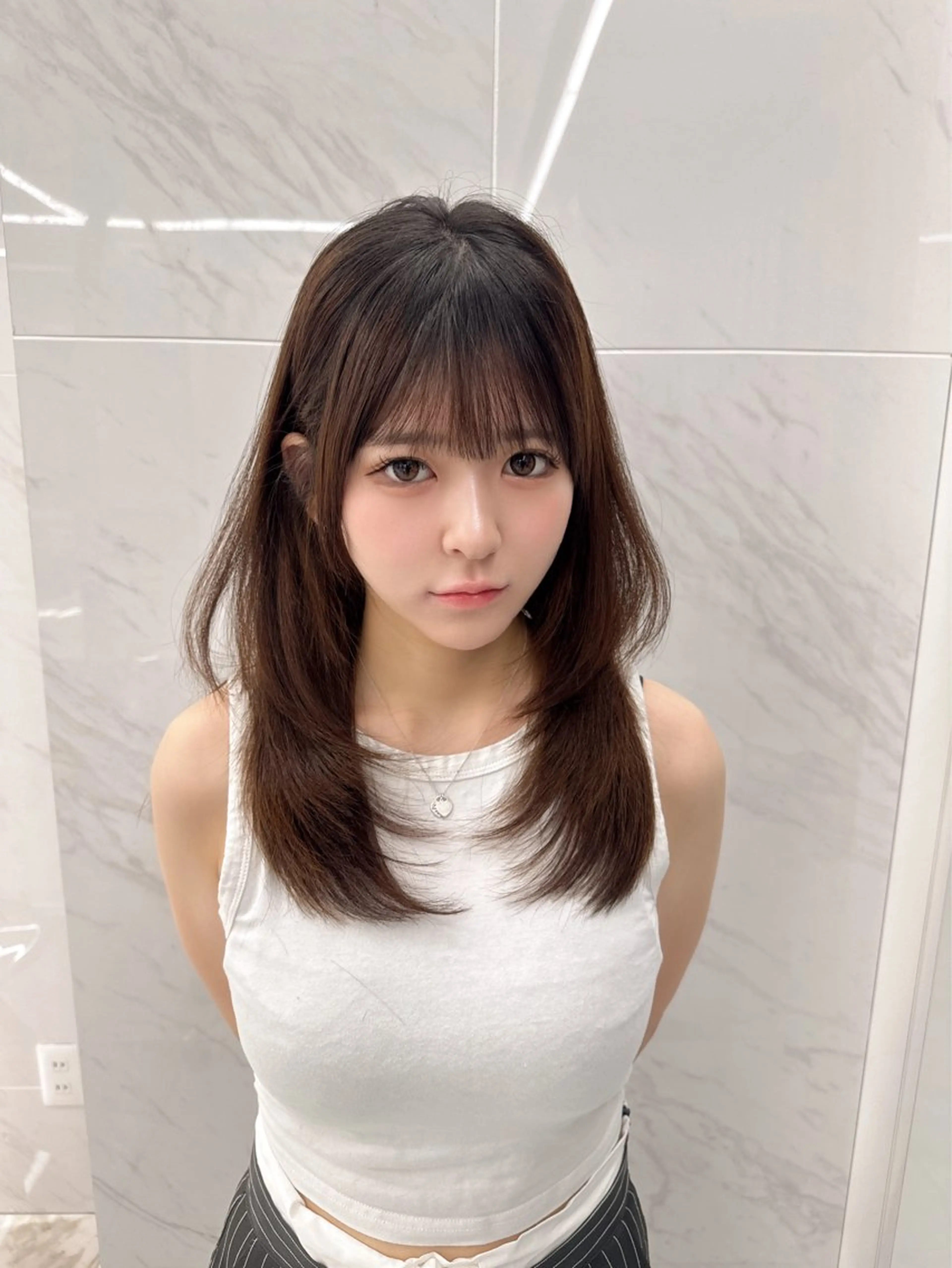 ロング のり🐼顔まわり/ 韓国/レイヤーカットのヘアスタイル