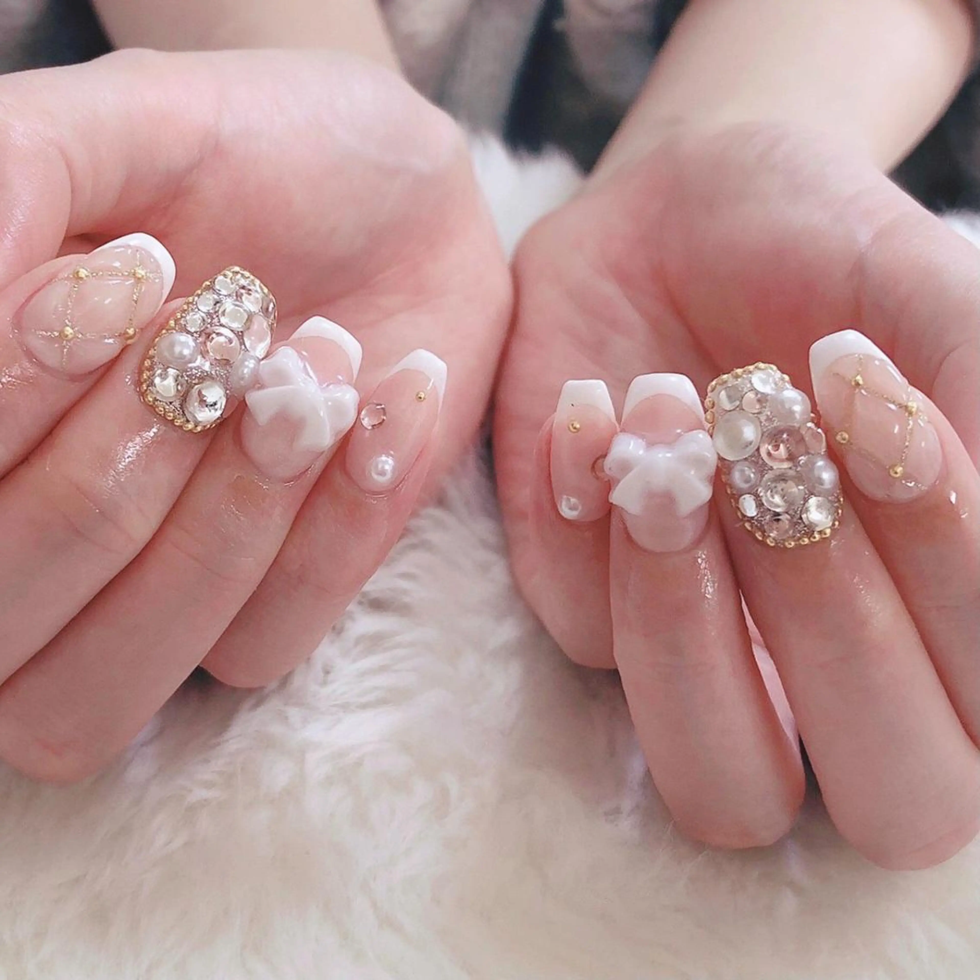 ネイル フレンチネイル 持ち込み ピンク リボン Nail lieNのネイルデザイン