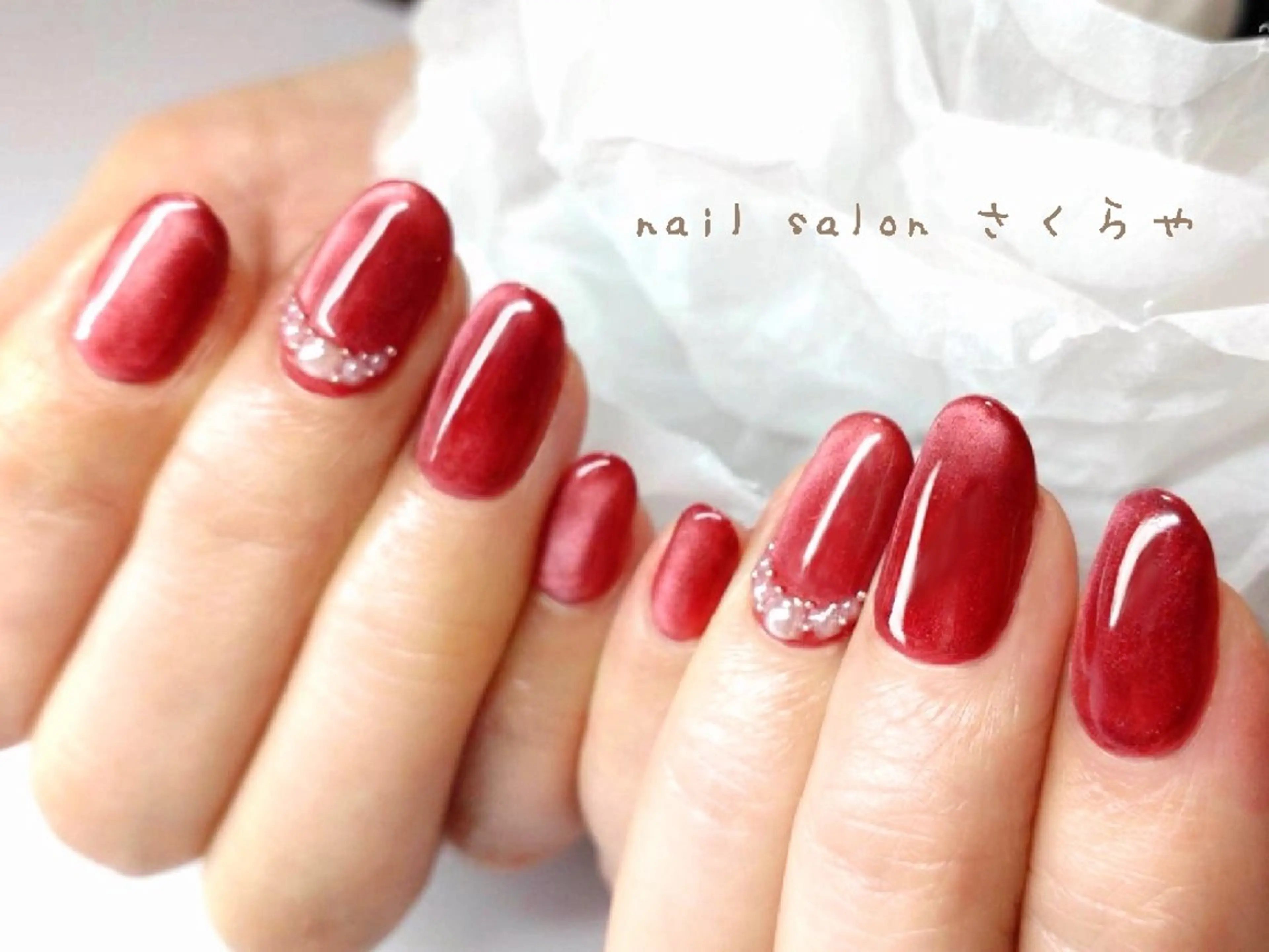 ショート ハンドネイル さくらや❤ パラジェル使用のネイルデザイン