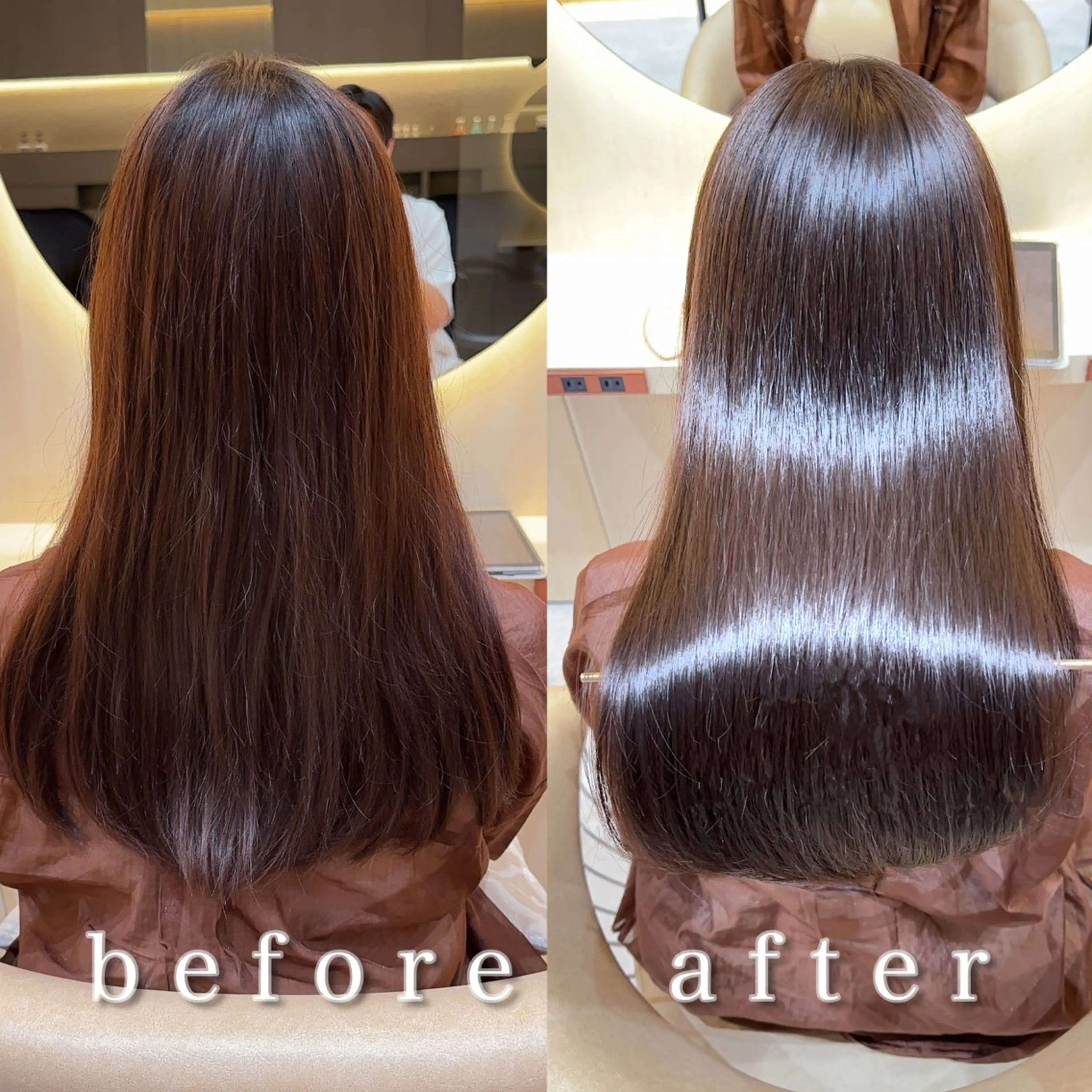 セミロング カラー カット ヘアカラー 縮毛矯正 レイヤー❣️縮毛矯正 川村利幸のヘアスタイル