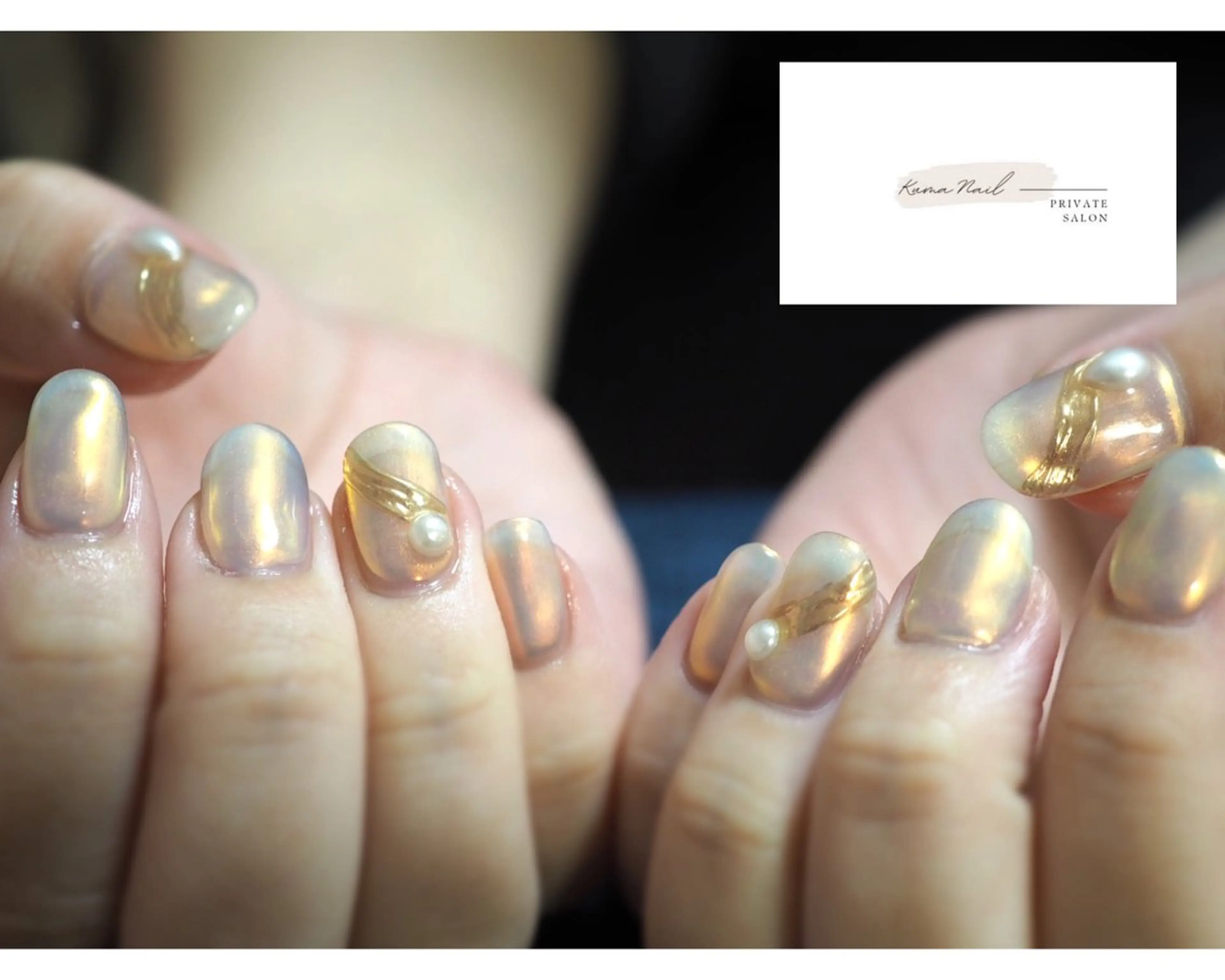 ネイル オーロラネイル ミラーネイル ニュアンスネイル ショートネイル シンプルネイル 藤が丘/守山/長久手 Kuma Nailのネイルデザイン