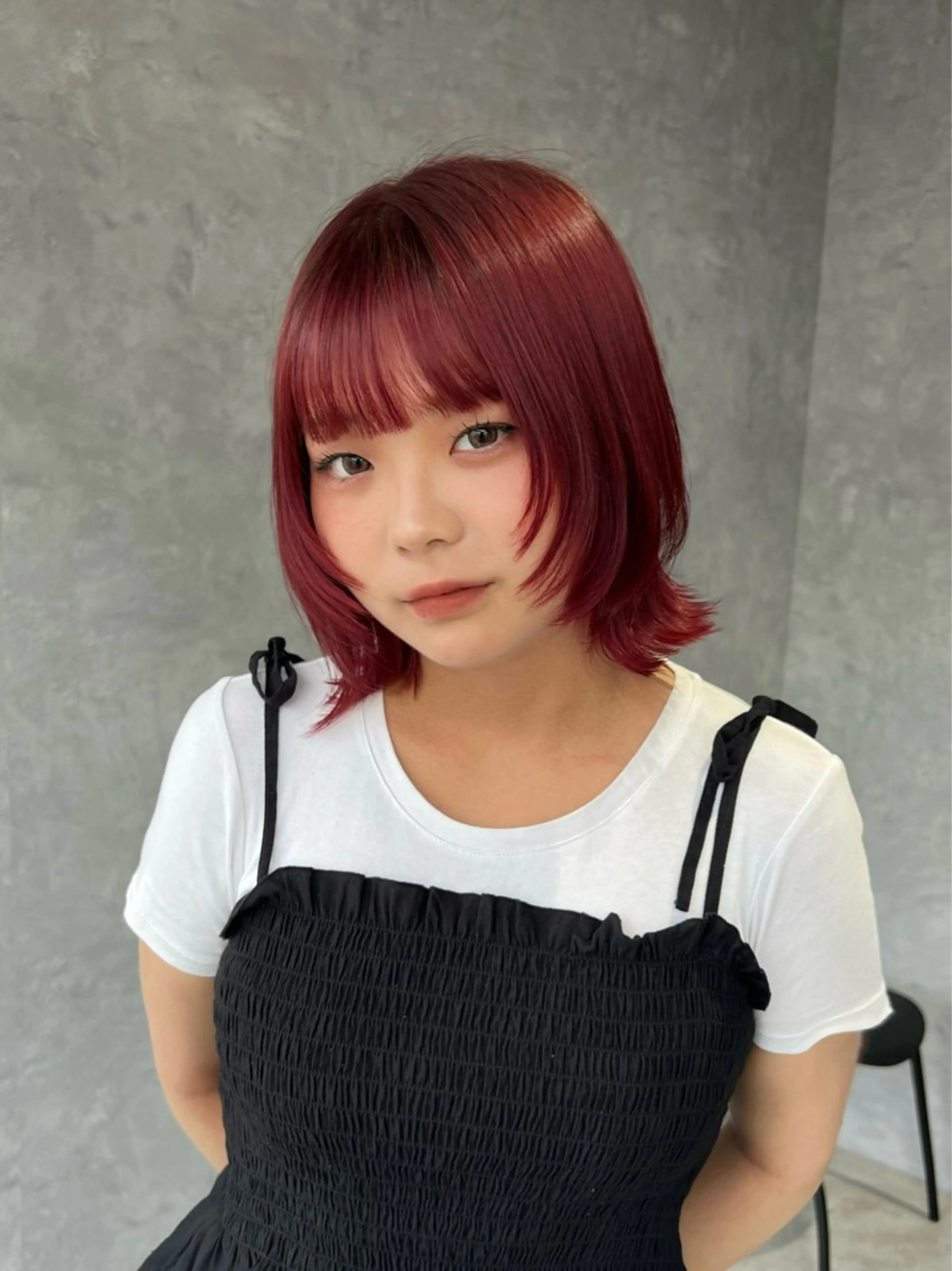 ショート カラー パーマ ヘアアレンジ ブリーチ ボルドーカラー レッドカラー charme【 シャルム 】所属・ボブ/レイヤー/ nanamiのヘアスタイル