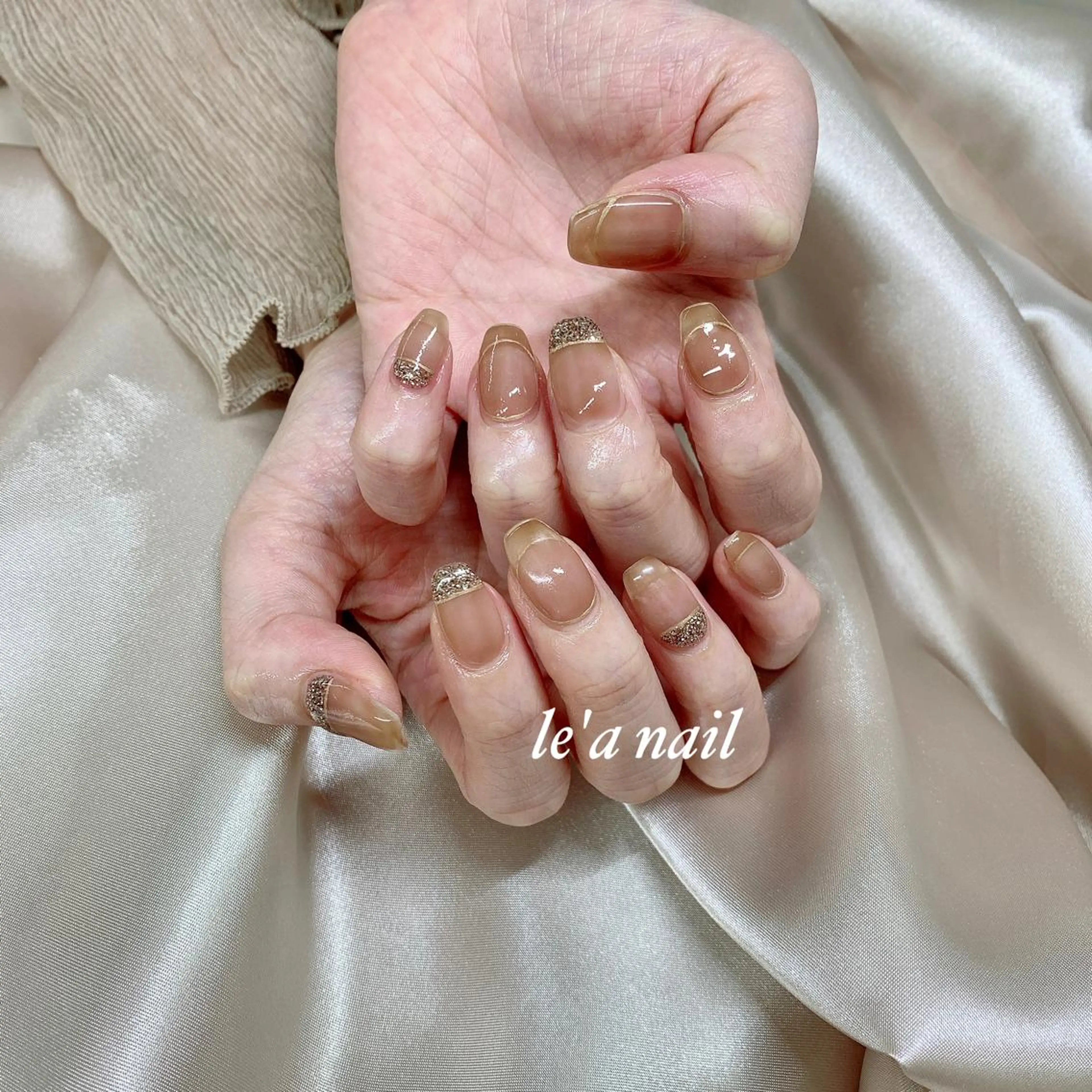 ネイル ブラウン ニュアンスネイル pu muのネイルデザイン