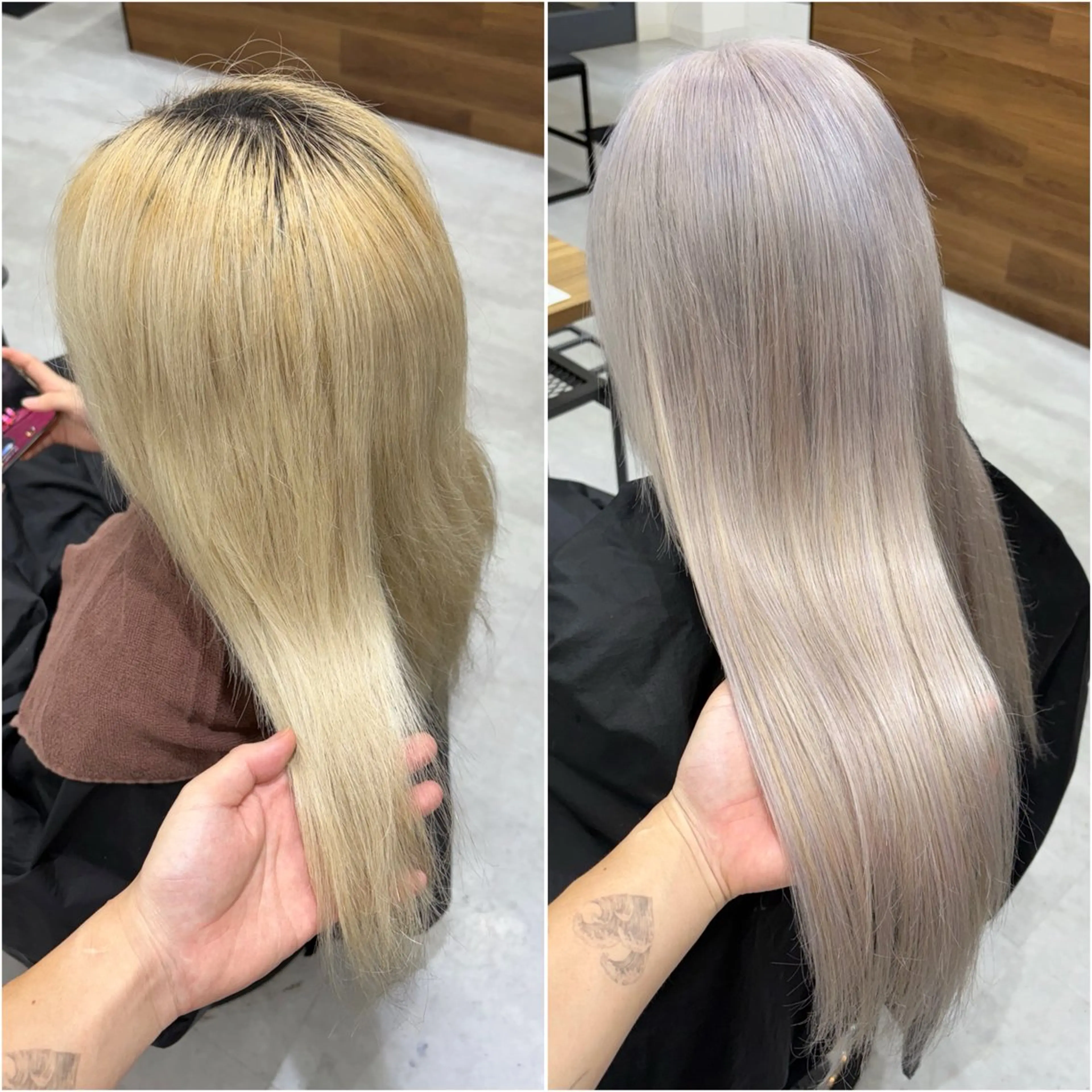 ロング カラー シールエクステ ダブルカラー シルバー エクステ ヘアカラー トリートメント エクステ KEISUKE🐶 ブリーチ/エクステのヘアスタイル