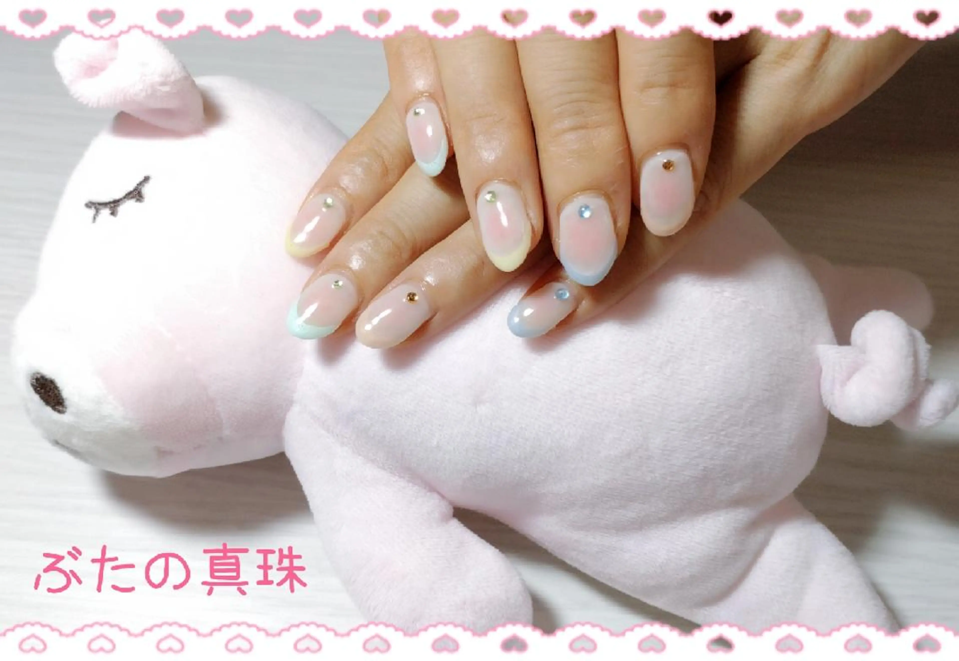 ネイル チークネイル パステルネイル ハンドネイル 林 珠里のネイルデザイン