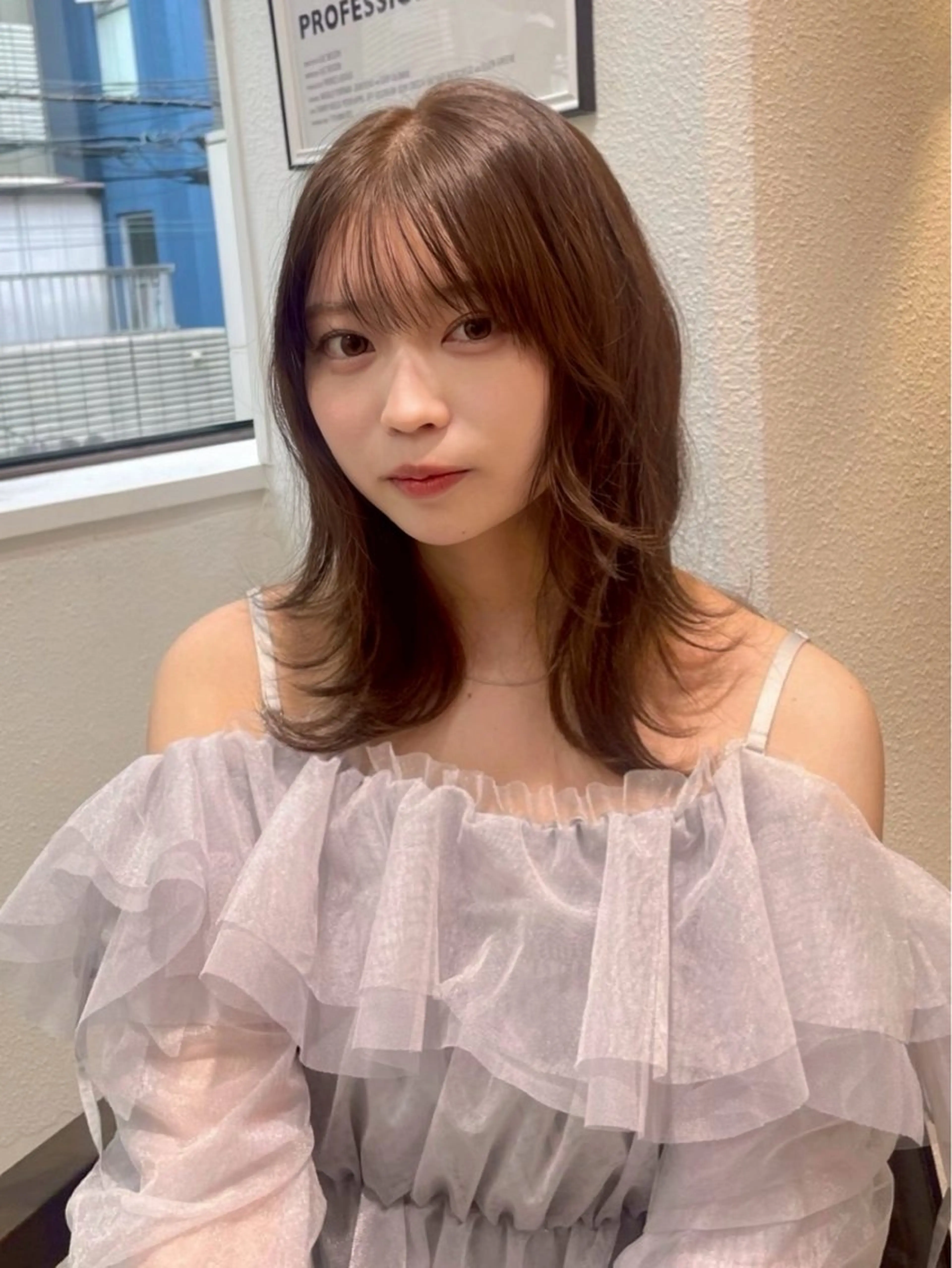 ミディアム カラー カット ヘアカラー トリートメント 長島美織 /透明感カラーのヘアスタイル