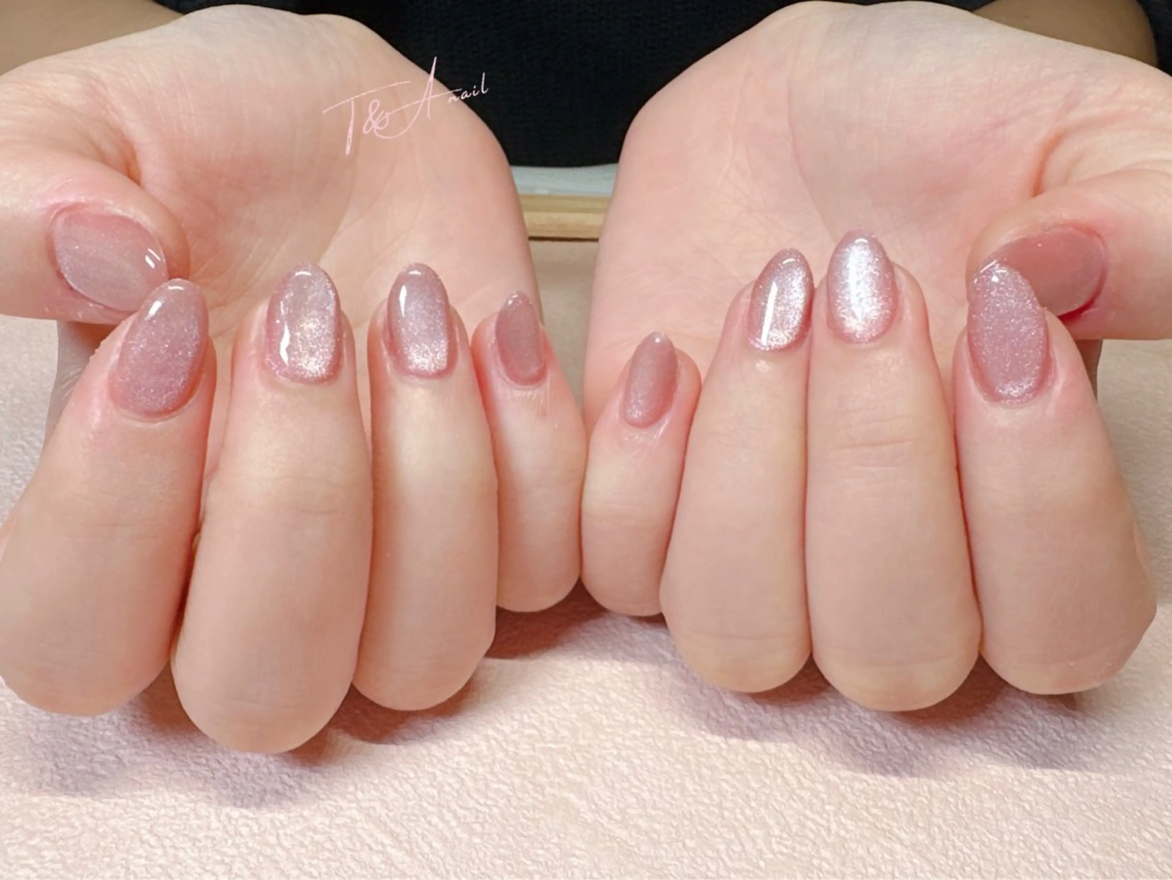 ネイル 長さ出し ジェルネイル マグネットネイル オフィスネイル ピンク ハンドネイル T&A nailのネイルデザイン