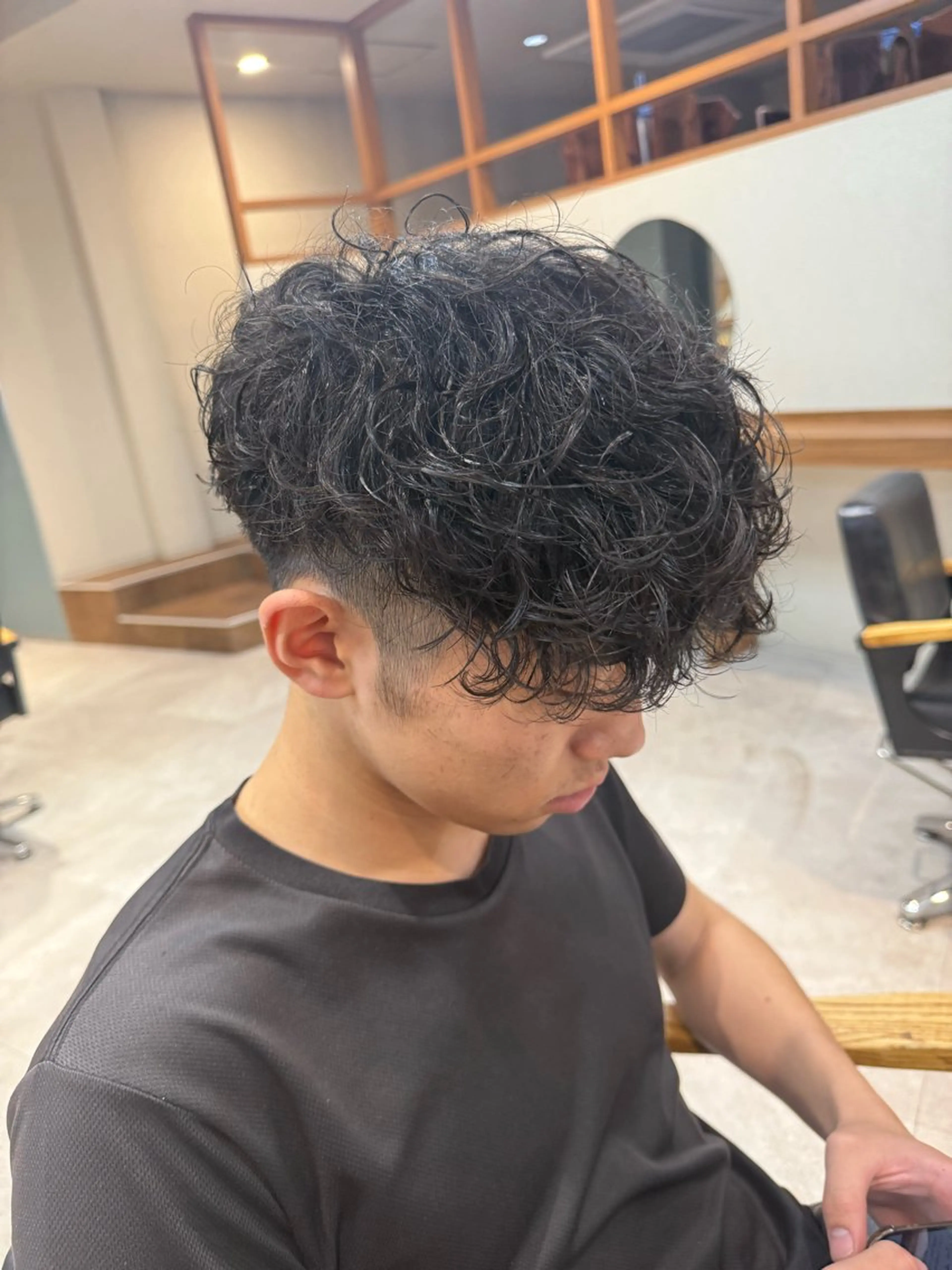 パーマ メンズ スペインカール カット パーマ 岡本 太陽☀️のヘアスタイル