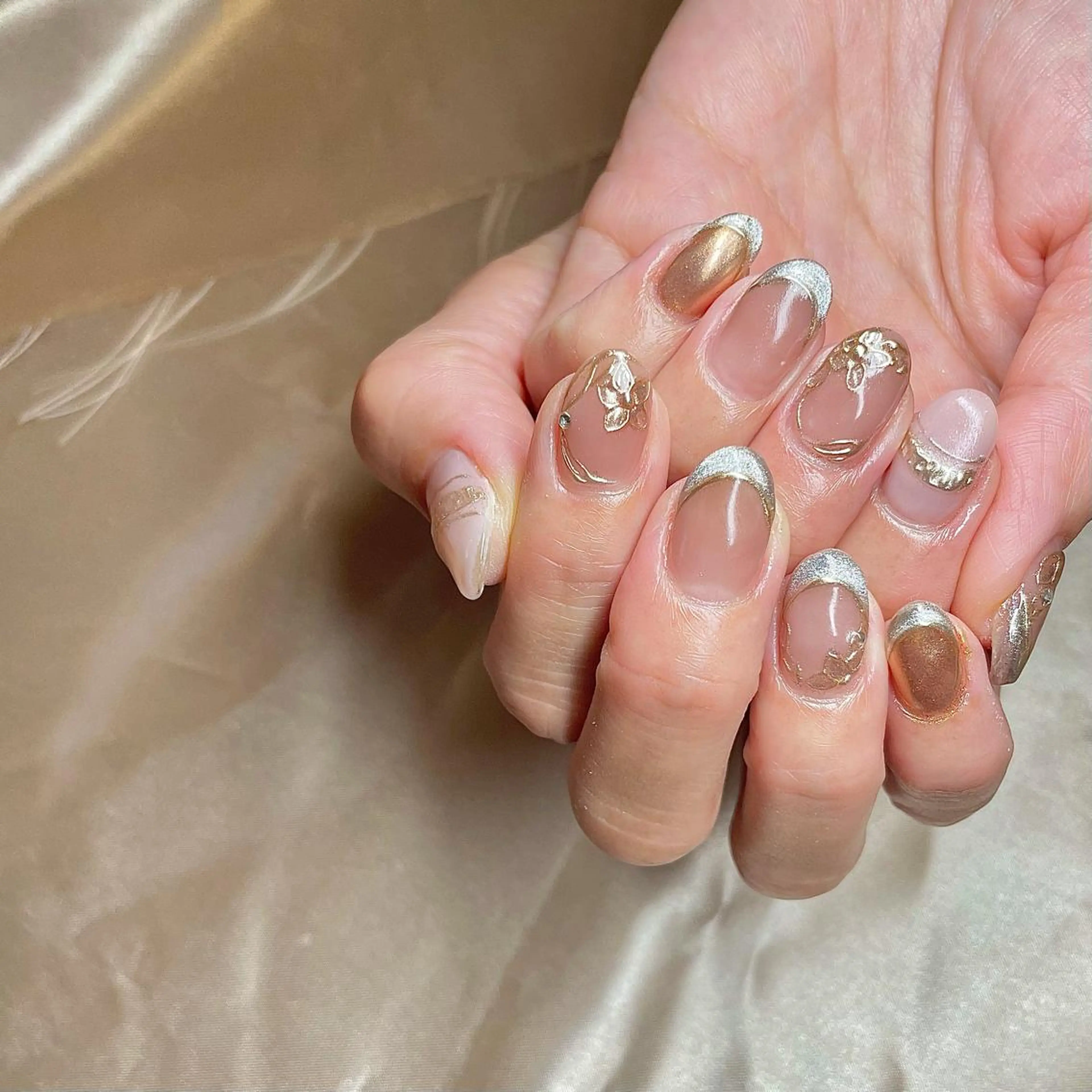 ミディアム カラー パーマ ヘアアレンジ メンズ キッズ ネイル マツエク・マツパ フレンチネイル ミラーネイル nail&eye Aoのマツエク・マツパデザイン