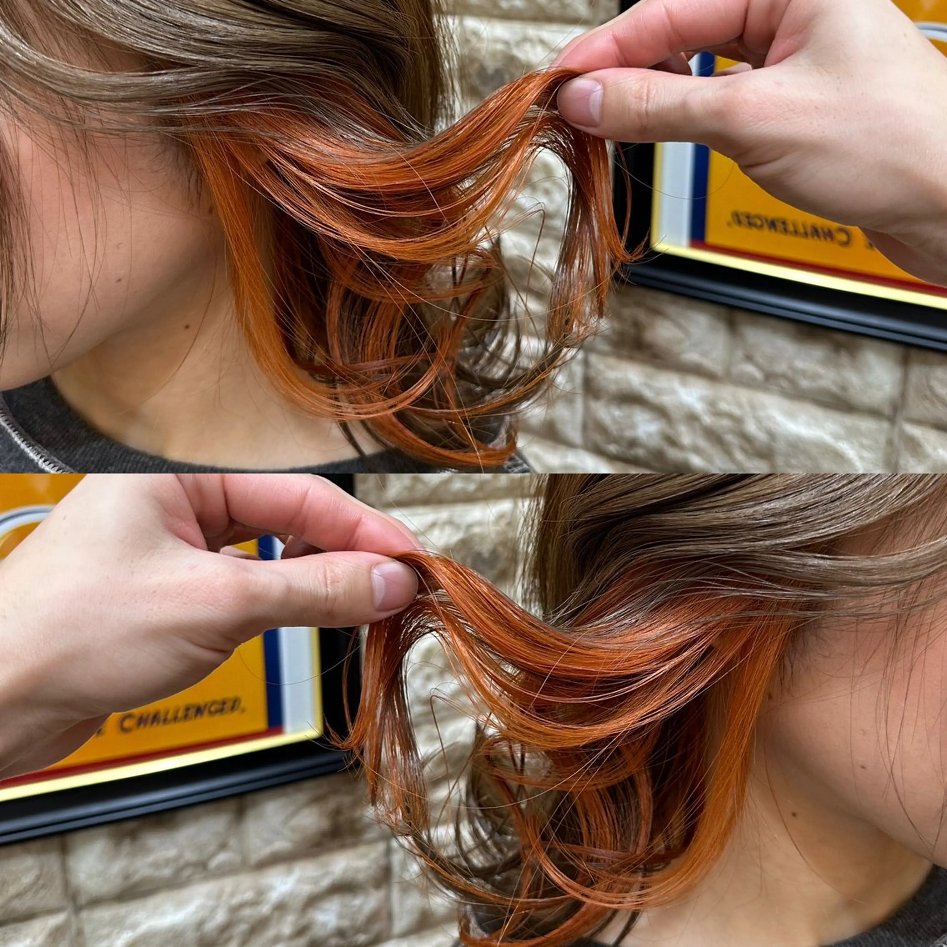 ミディアム カラー オレンジ Lin.所属・ハイトーン/デザイン カラー/大輔のヘアスタイル