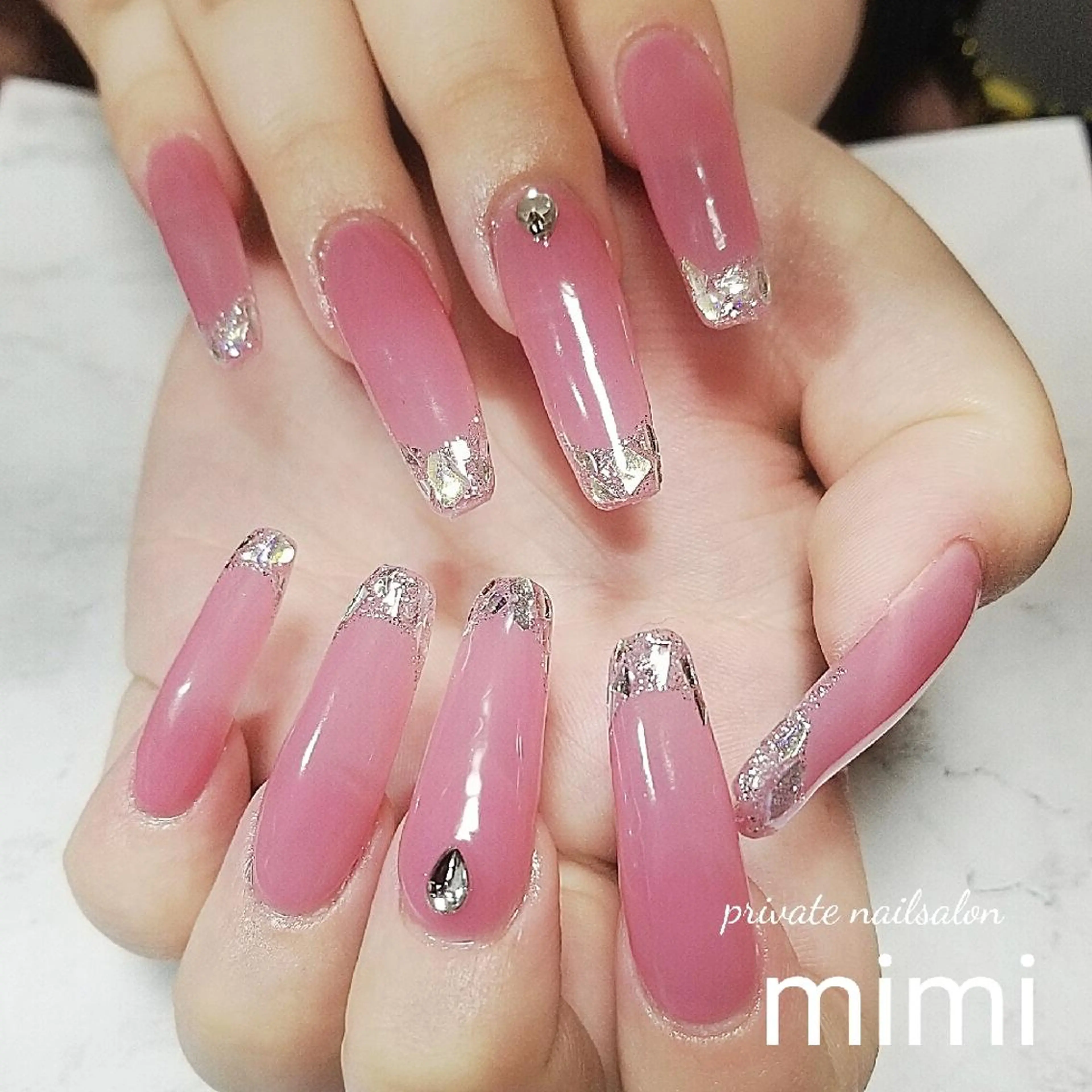 ネイル フレンチネイル ガラスフレンチ ロングネイル ハンドネイル 博多ネイル ｍｉｍｉのネイルデザイン