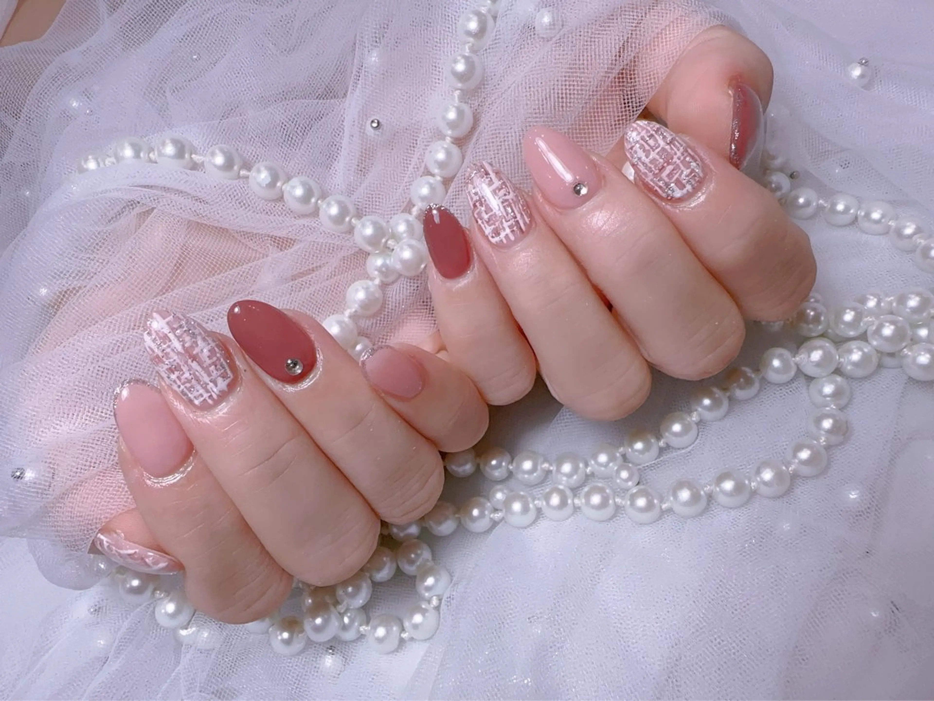 ネイル アートネイル フラッシュネイル フレンチネイル ジェルネイル ガラスフレンチ ハンドネイル You&Me Miyuのネイルデザイン