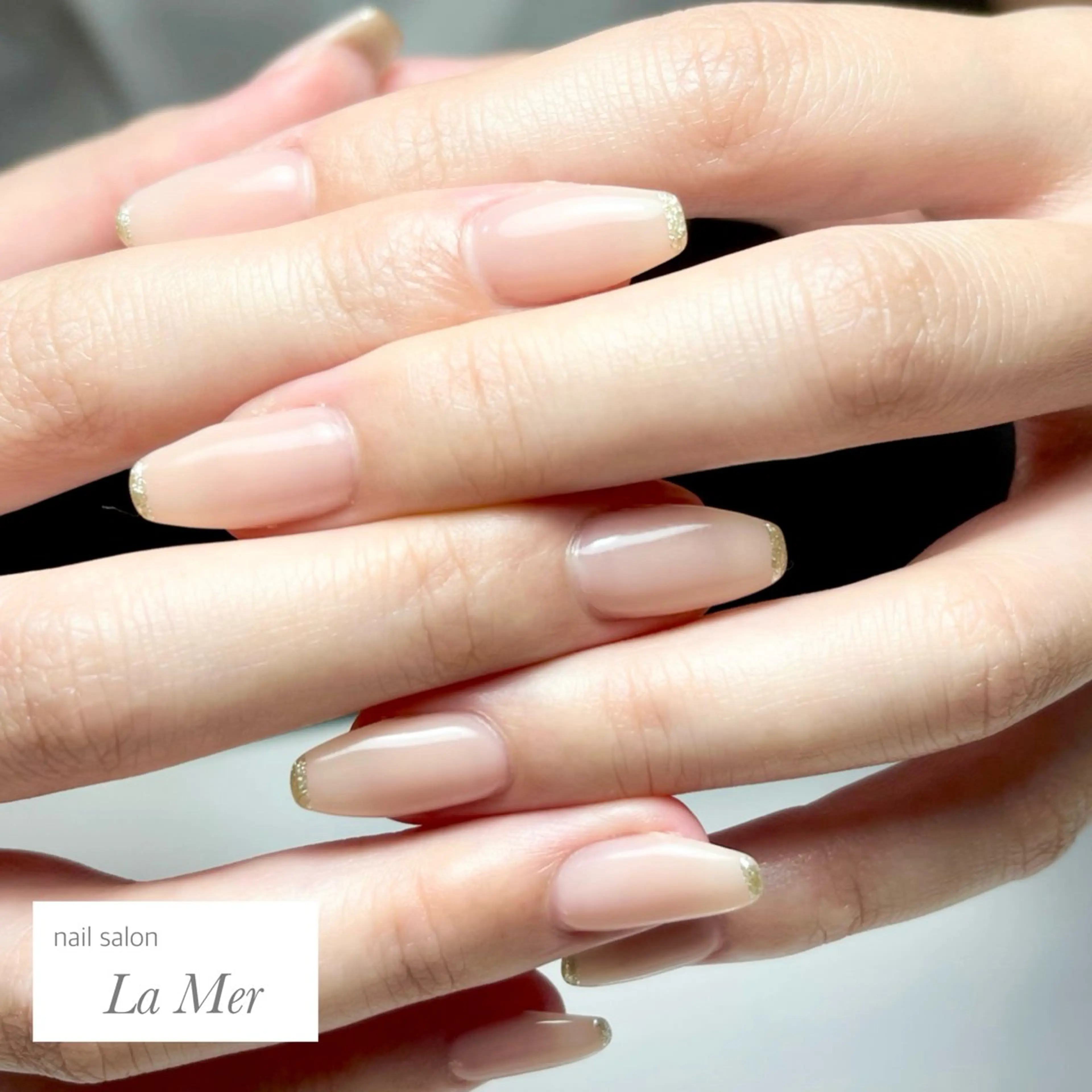 ネイル フレンチネイル ジェルネイル ラメ(グリッター) オフィスネイル ワンカラーネイル nailsalon La Merのネイルデザイン