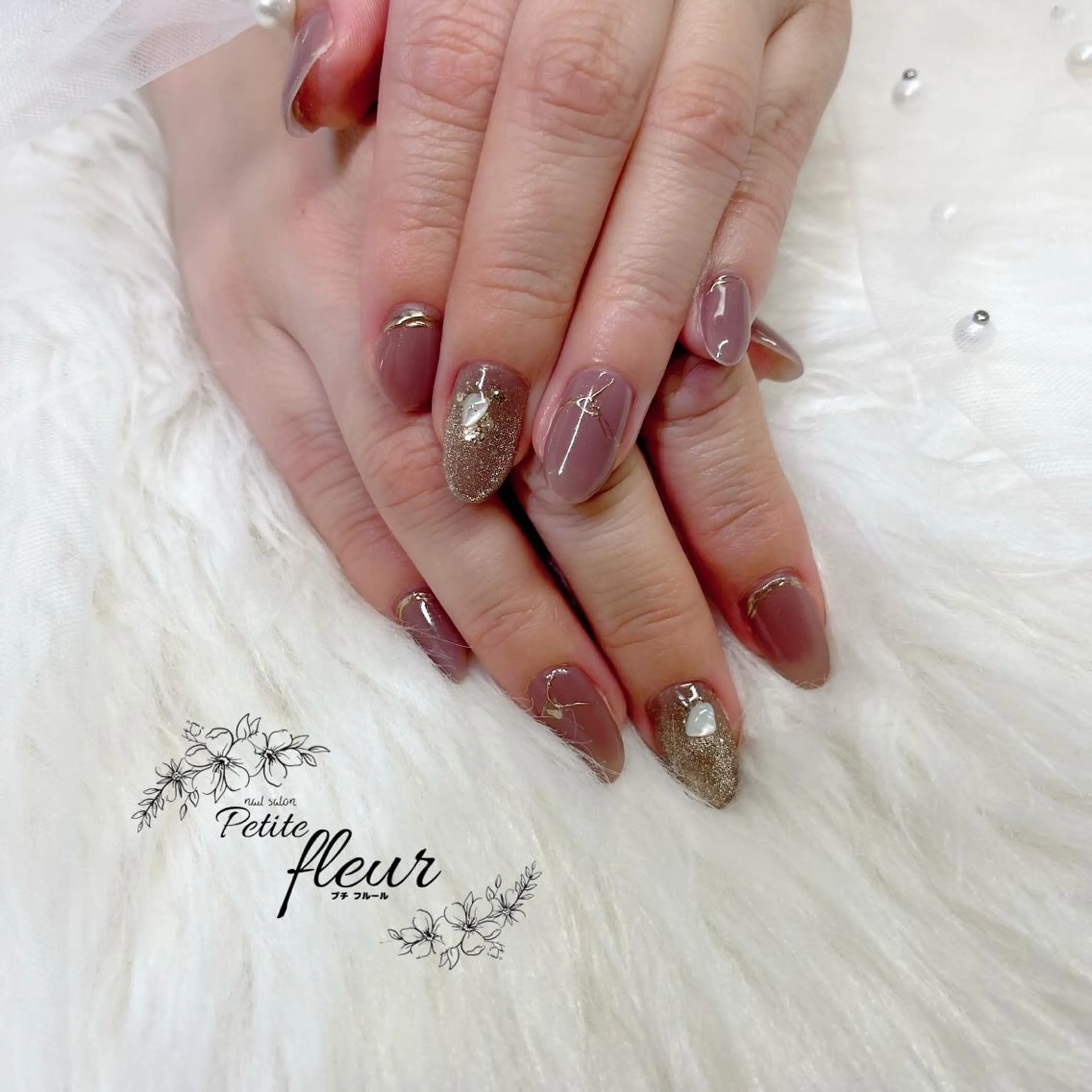 ネイル ブラウン マグネットネイル ハンドネイル ❁⃘*。Petite fleur❁⃘*りさのネイルデザイン