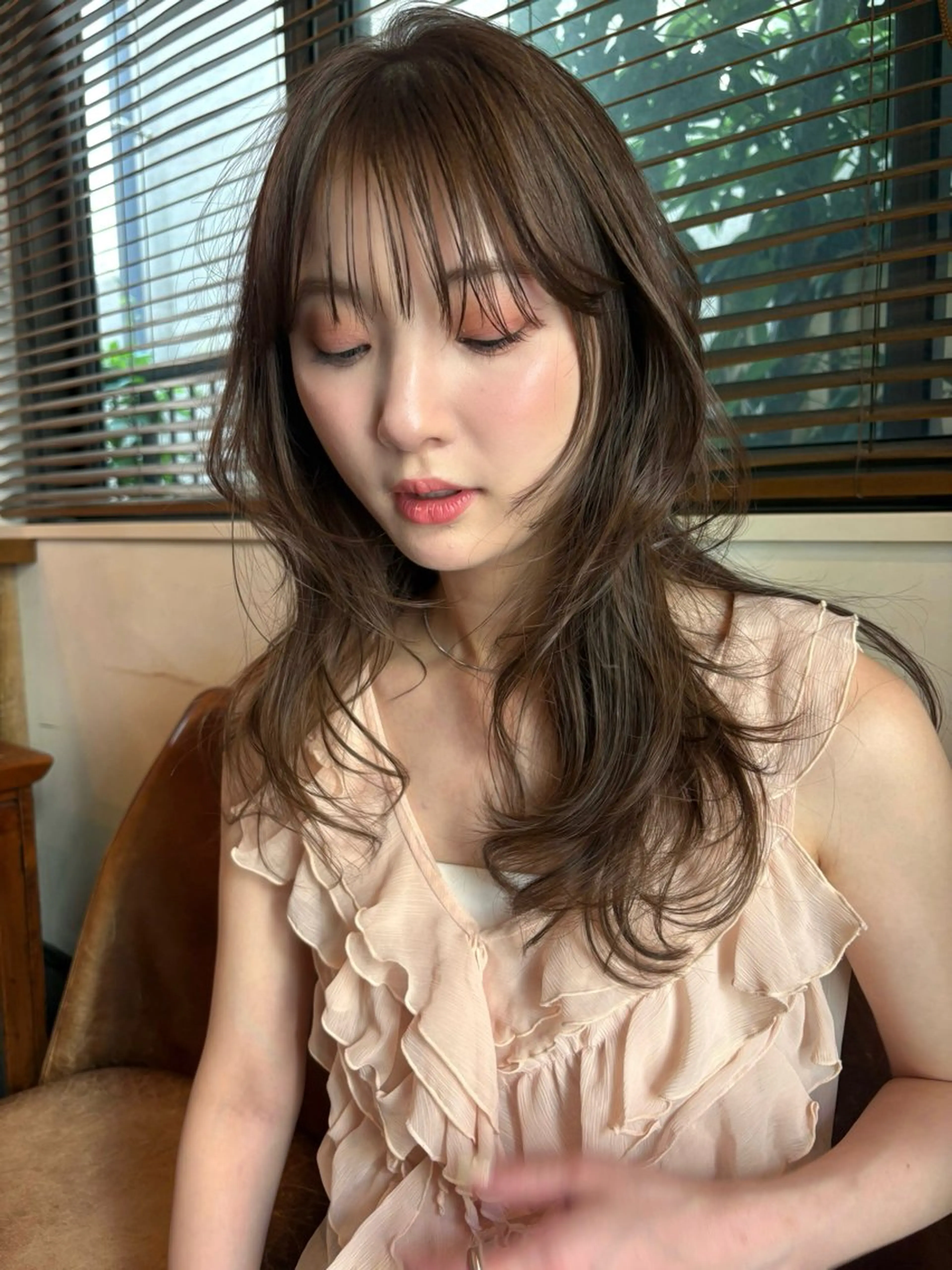 セミロング カラー パーマ カット ヘアカラー レイヤー/透明感/ ブリーチなし/わかなのヘアスタイル