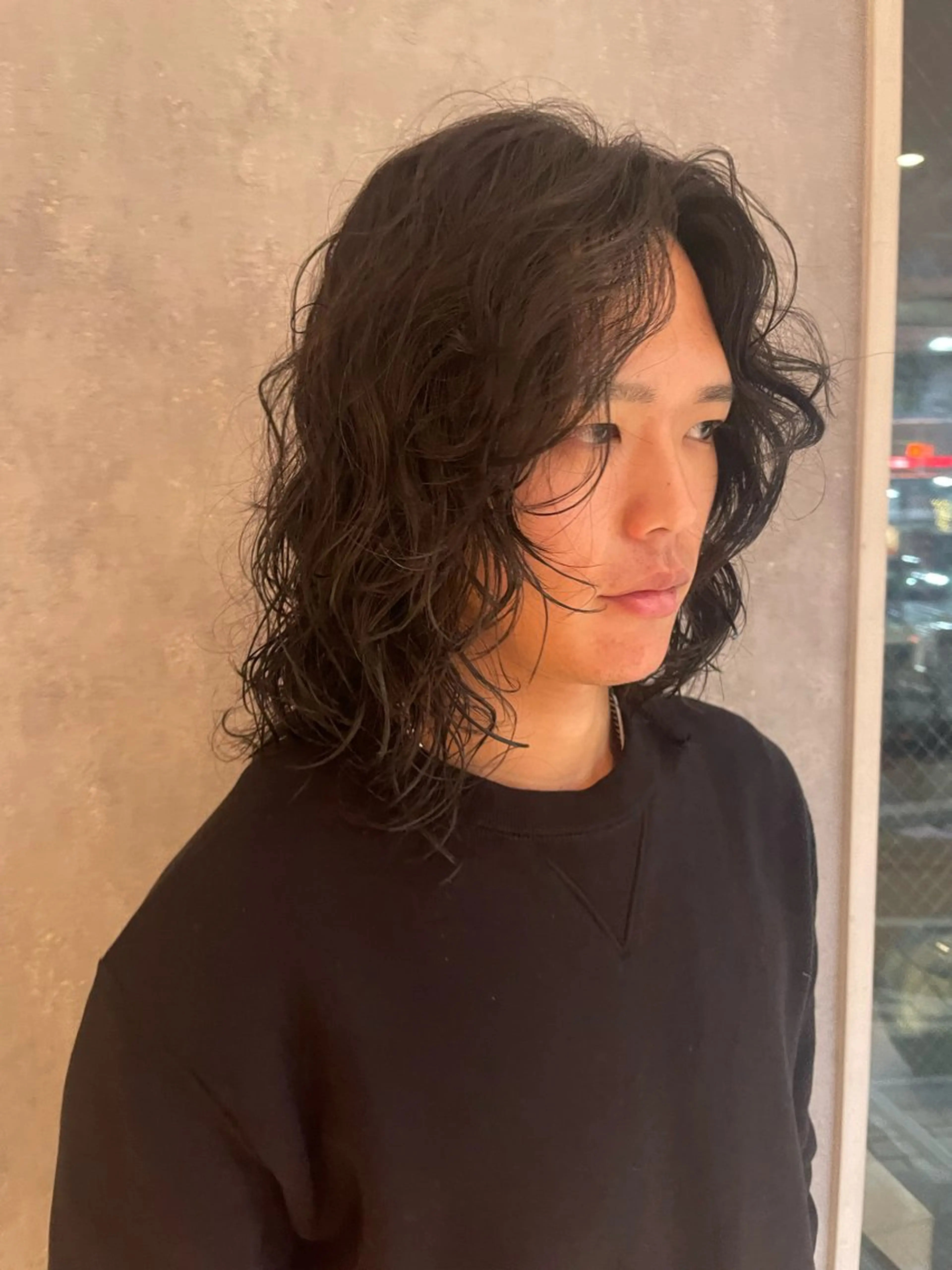 ミディアム パーマ メンズ ミディアムレイヤー ミディアムパーマ メンズパーマ レイヤーカット Riku 西荻窪/メンズカットのヘアスタイル