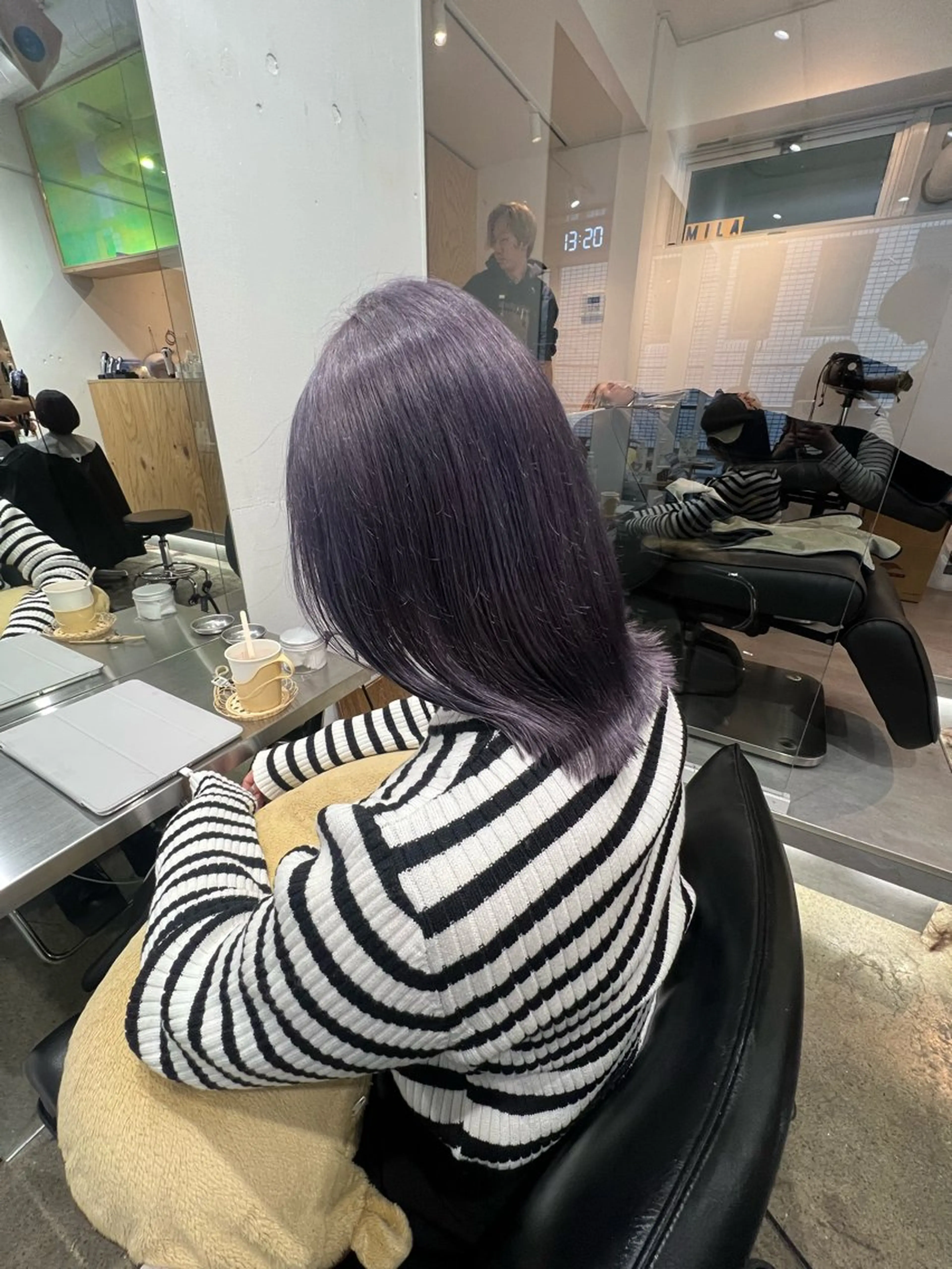 ミディアム カラー ブリーチ ケアブリーチ ケアカラー グレージュ ラベンダーカラー ヘアカラー トリートメント ヘッドスパ ✨髪質改善矯正× ブリーチ✨YU-KIのヘアスタイル