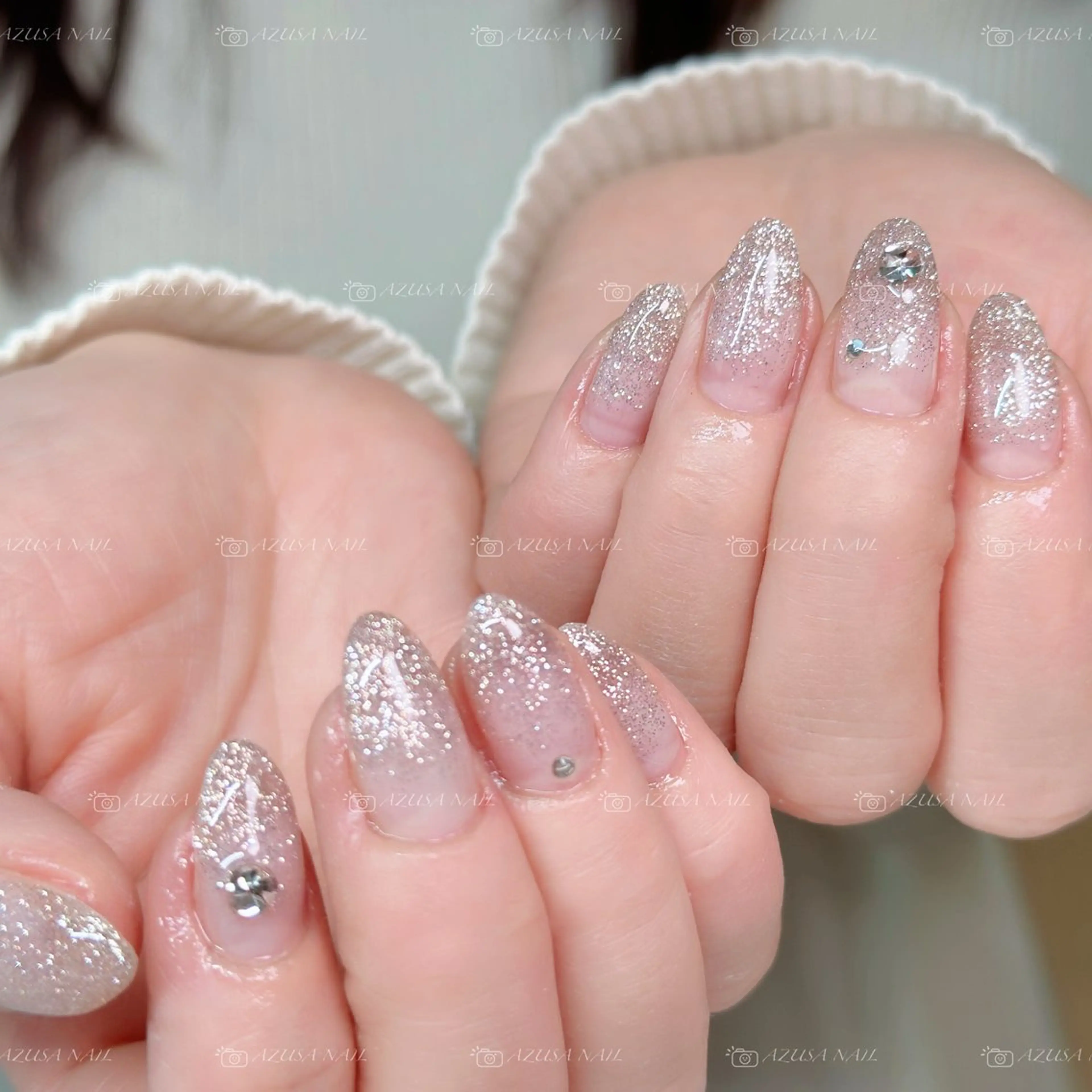 ネイル フラッシュネイル フレンチネイル グラデーション ラメ(グリッター) マグネットネイル ハンドネイル 🧸自宅ネイル あずさのネイルデザイン