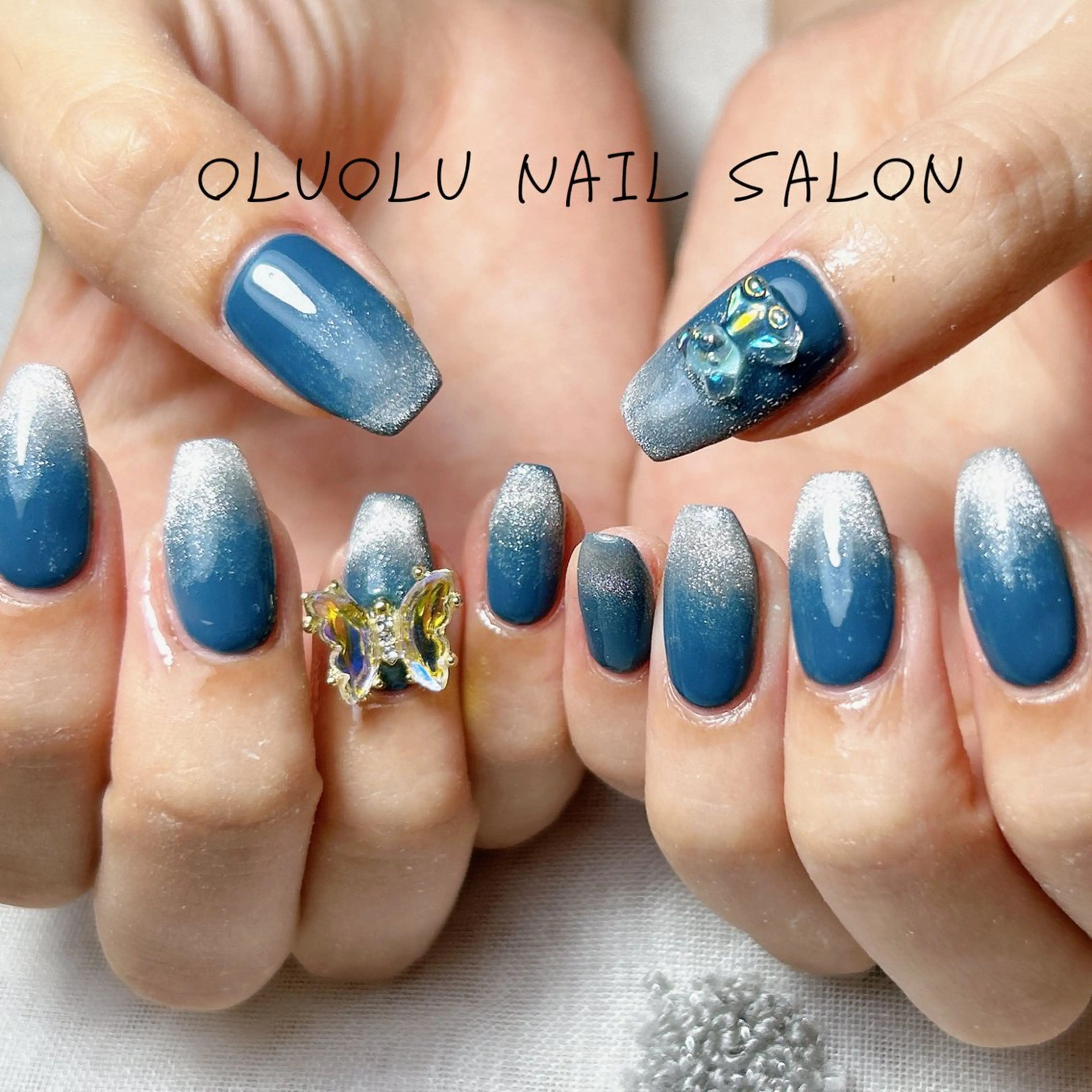 ネイル ブルー マグネットネイル oluolu nailsalonのネイルデザイン