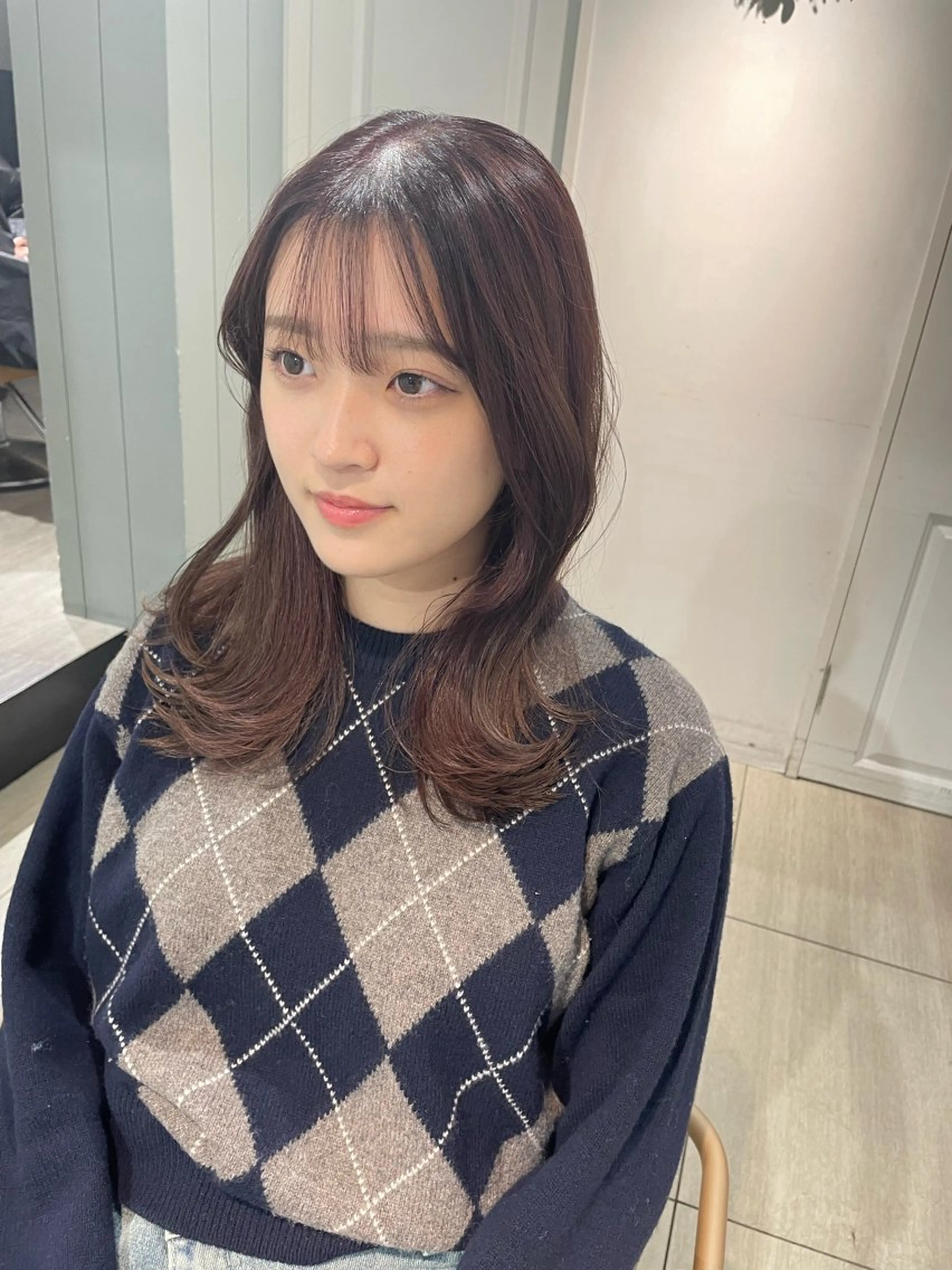 セミロング ヘアカラー 縮毛矯正 トリートメント 梅田縮毛矯正◻︎髪質 改善◻︎細見　了眞のヘアスタイル