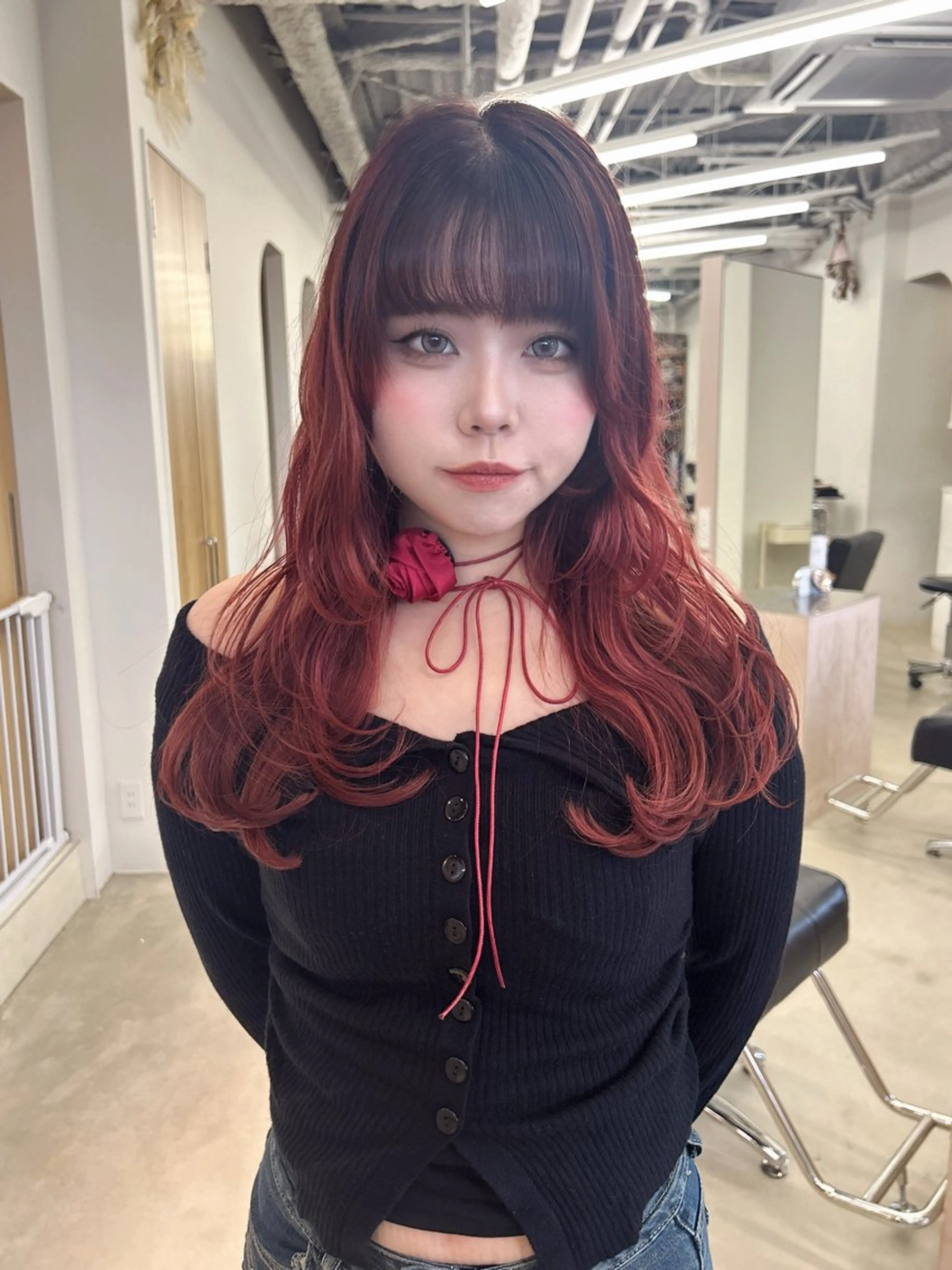 ロング カラー ロングレイヤー ブラウンカラー レッドカラー レッドブラウン レイヤーカット ヘアカラー トリートメント noa  🦋 ブリーチ/暖色のヘアスタイル