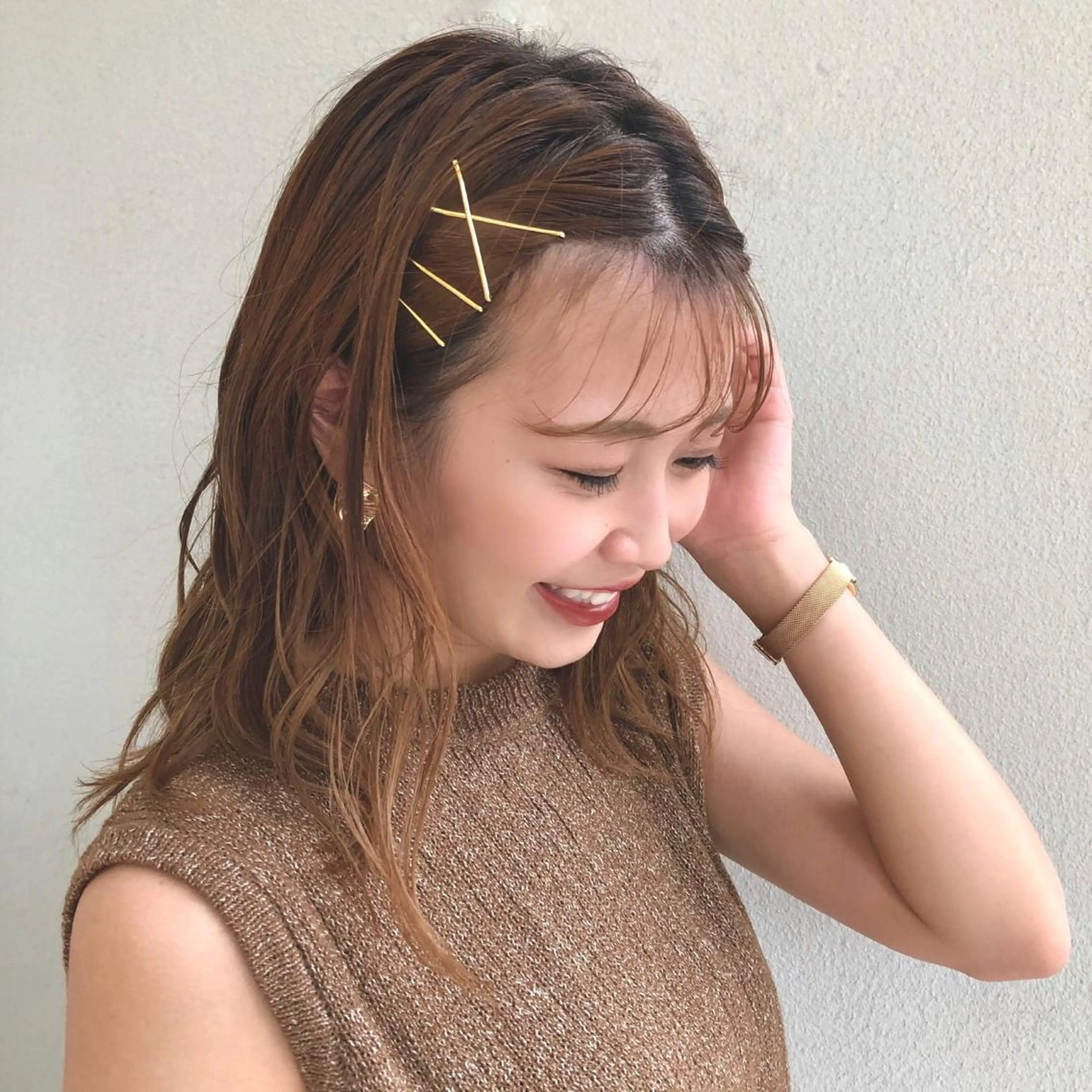 ミディアム ヘアアレンジ レイヤー/ハイトーン 🫧‪Erikaのヘアスタイル