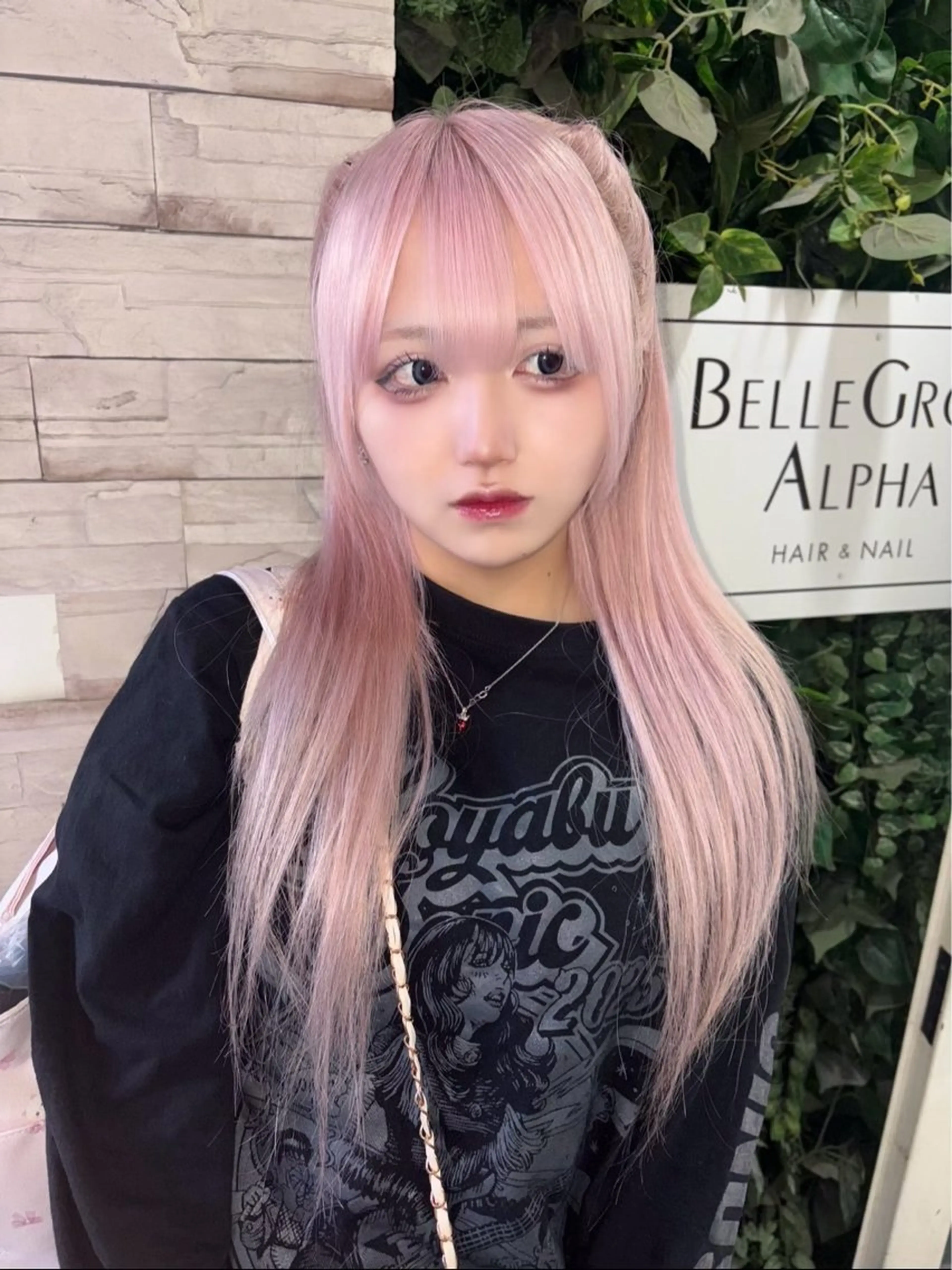 ロング カラー ピンクカラー ホワイトピンク エクステ ベルグロー アルファのヘアスタイル