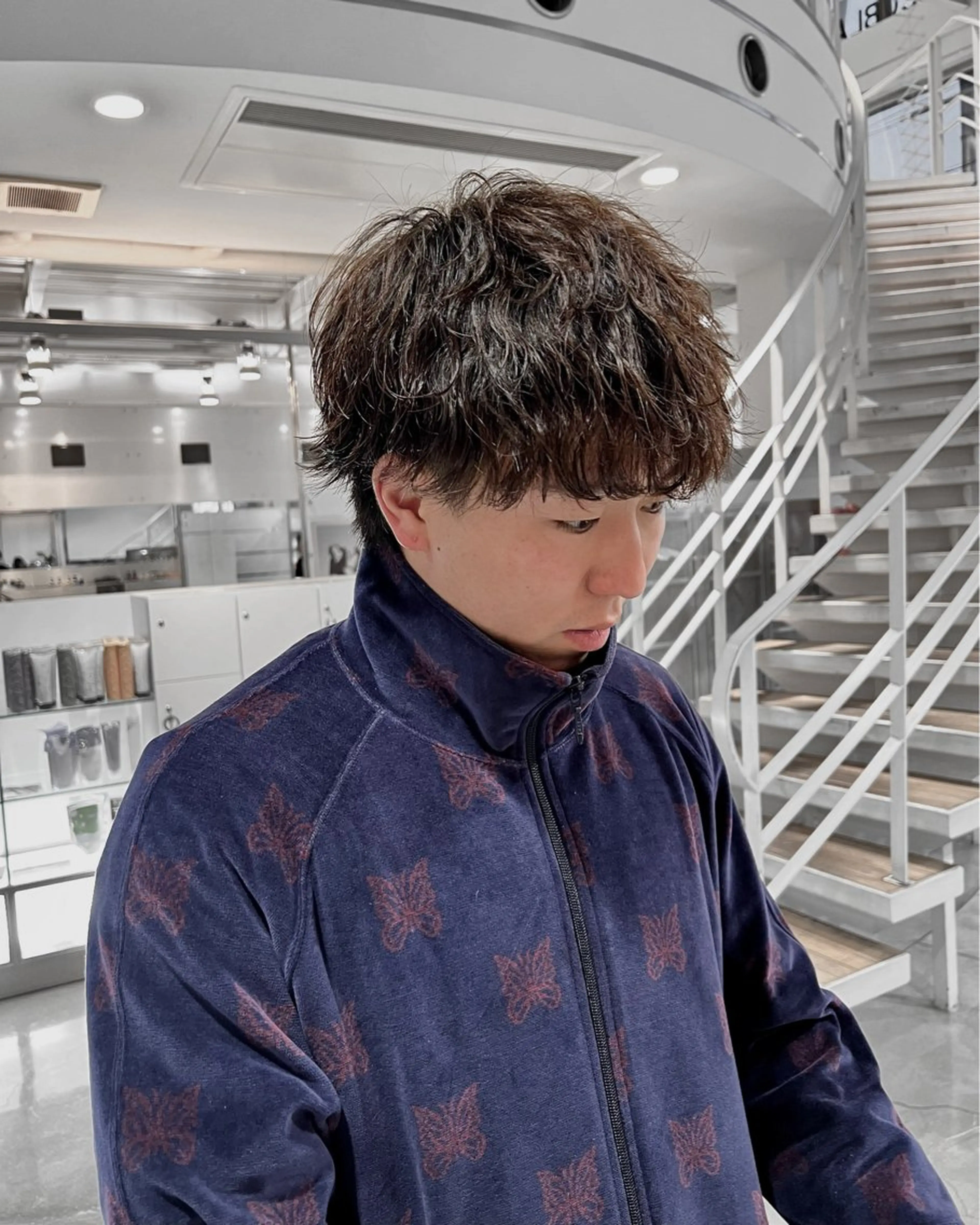 ショート パーマ メンズ マッシュ メンズパーマ 波巻きパーマ メンズ🔥 撮影モデル募集のヘアスタイル