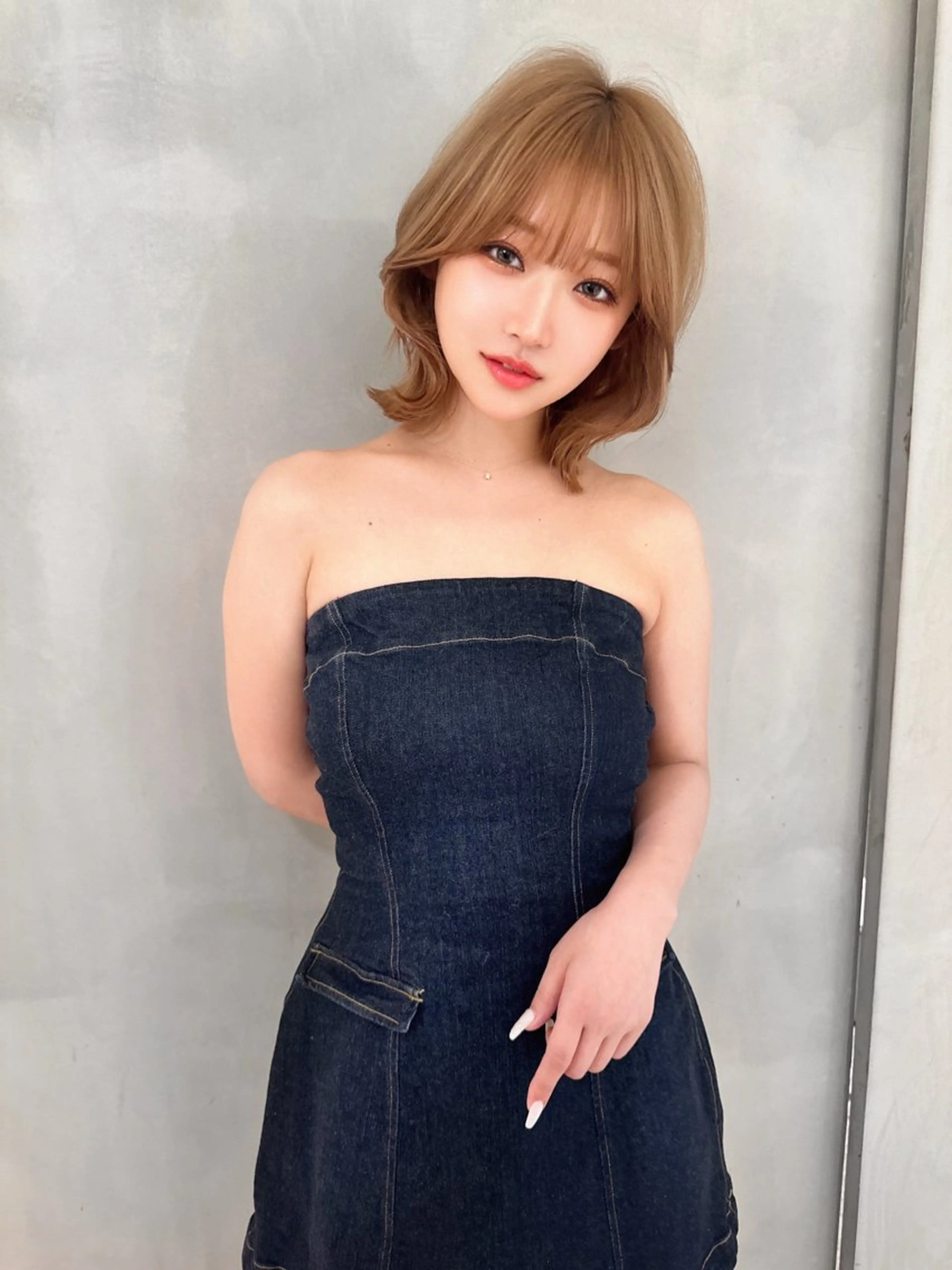 ミディアム ショートボブ 韓国風カラー ボブ くびれヘア 髪質改善 ボブ/顔周りカット /縮毛矯正/鈴木隆太のヘアスタイル