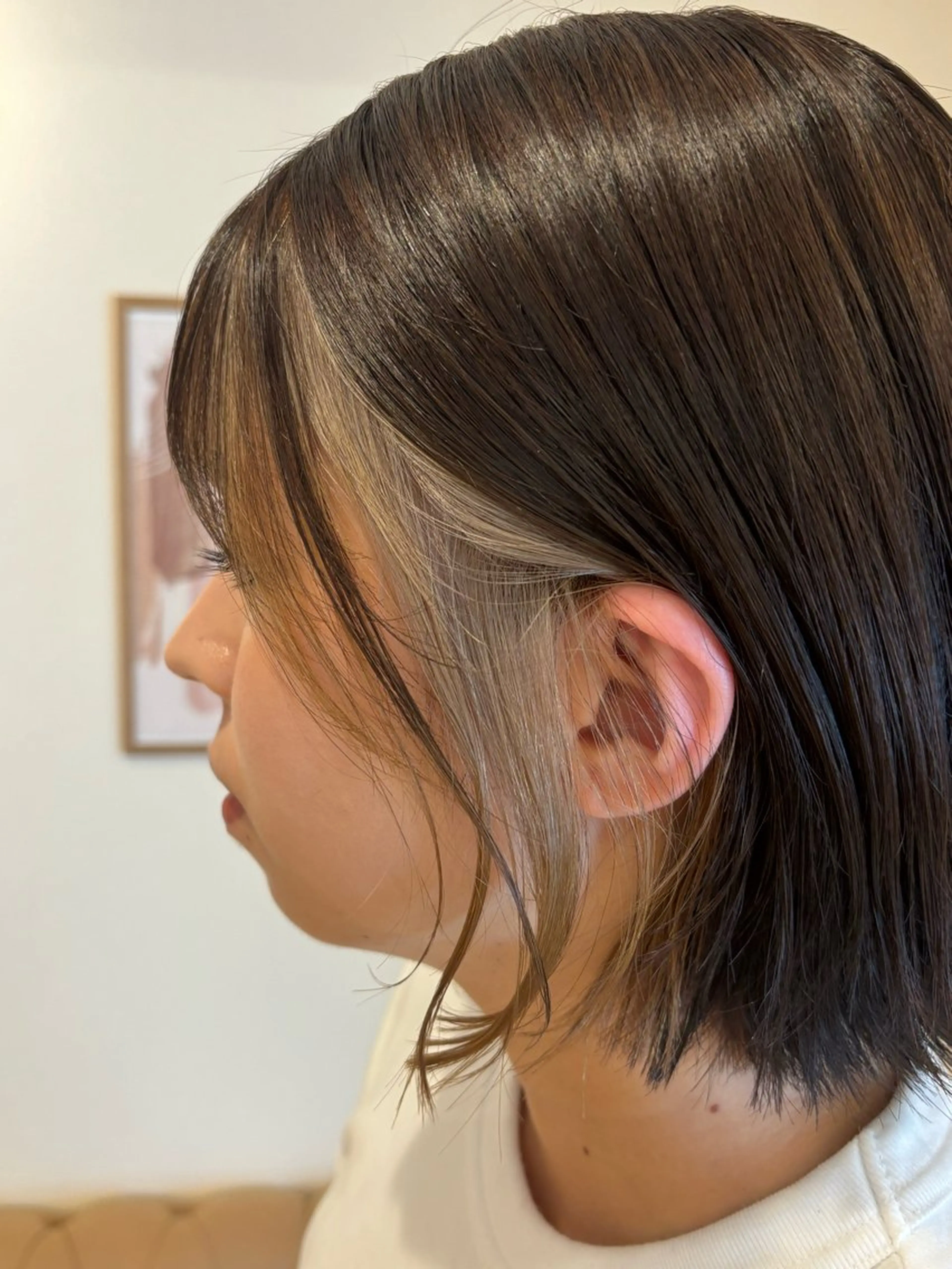 ミディアム カラー ヘアカラー シンバヒナノ/パーマ レイヤーカット/ボブのヘアスタイル