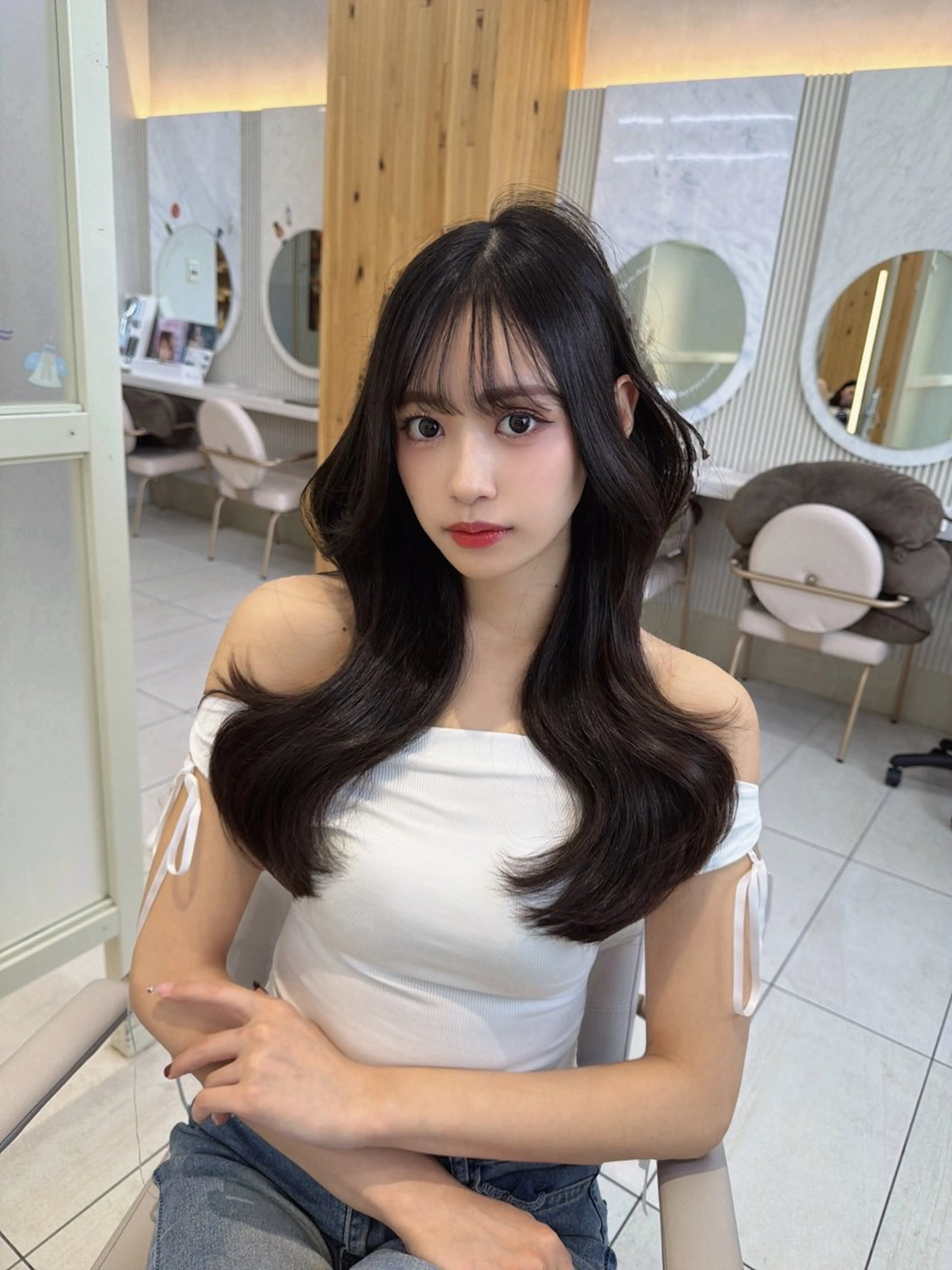 セミロング カット ヘアカラー トリートメント 顔周り/透明感カラー /韓国ヘア/TAKUのヘアスタイル