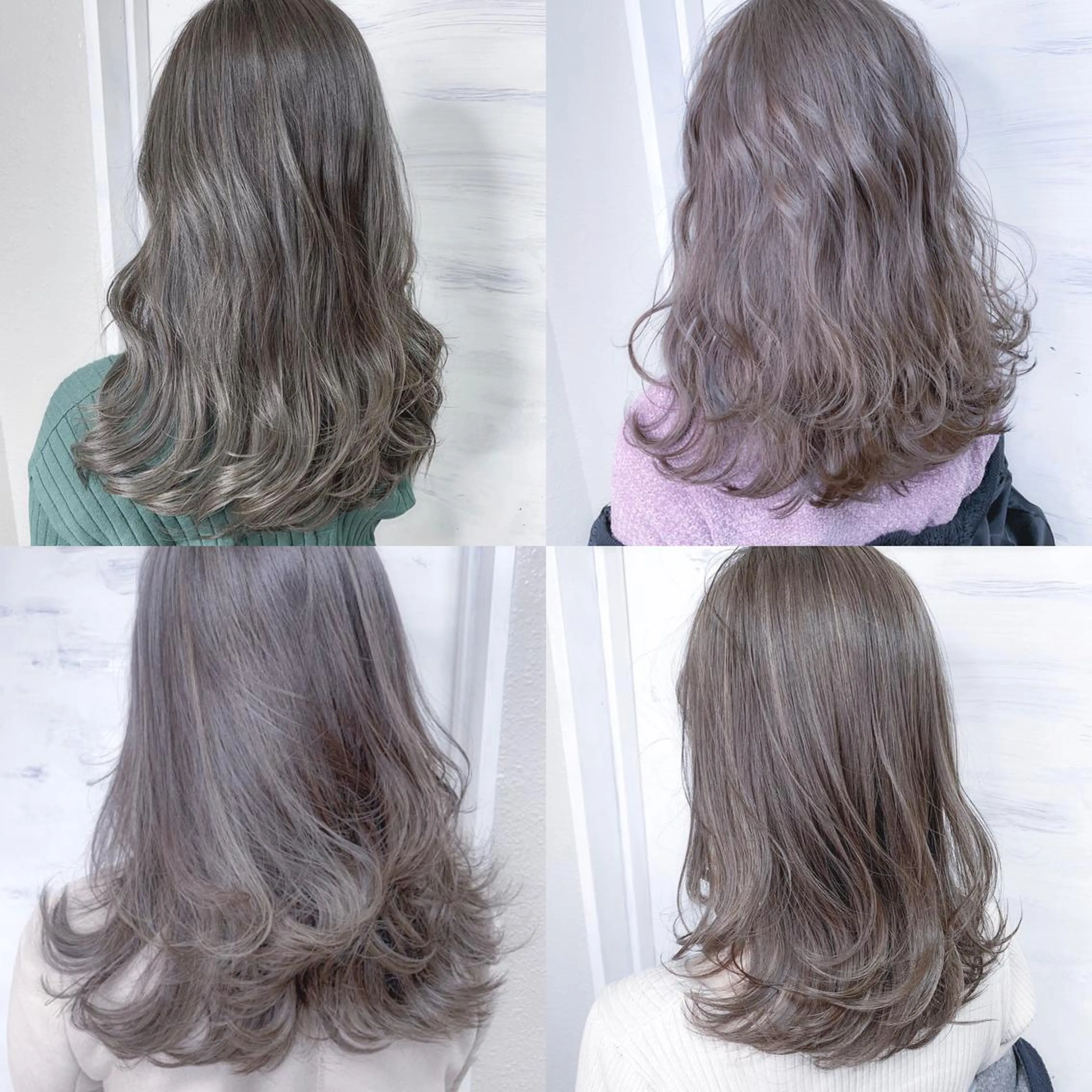 ミディアム カラー ブリーチ グレージュ ハイライトカラー ハイライト ヘアカラー BOX mico.のヘアスタイル