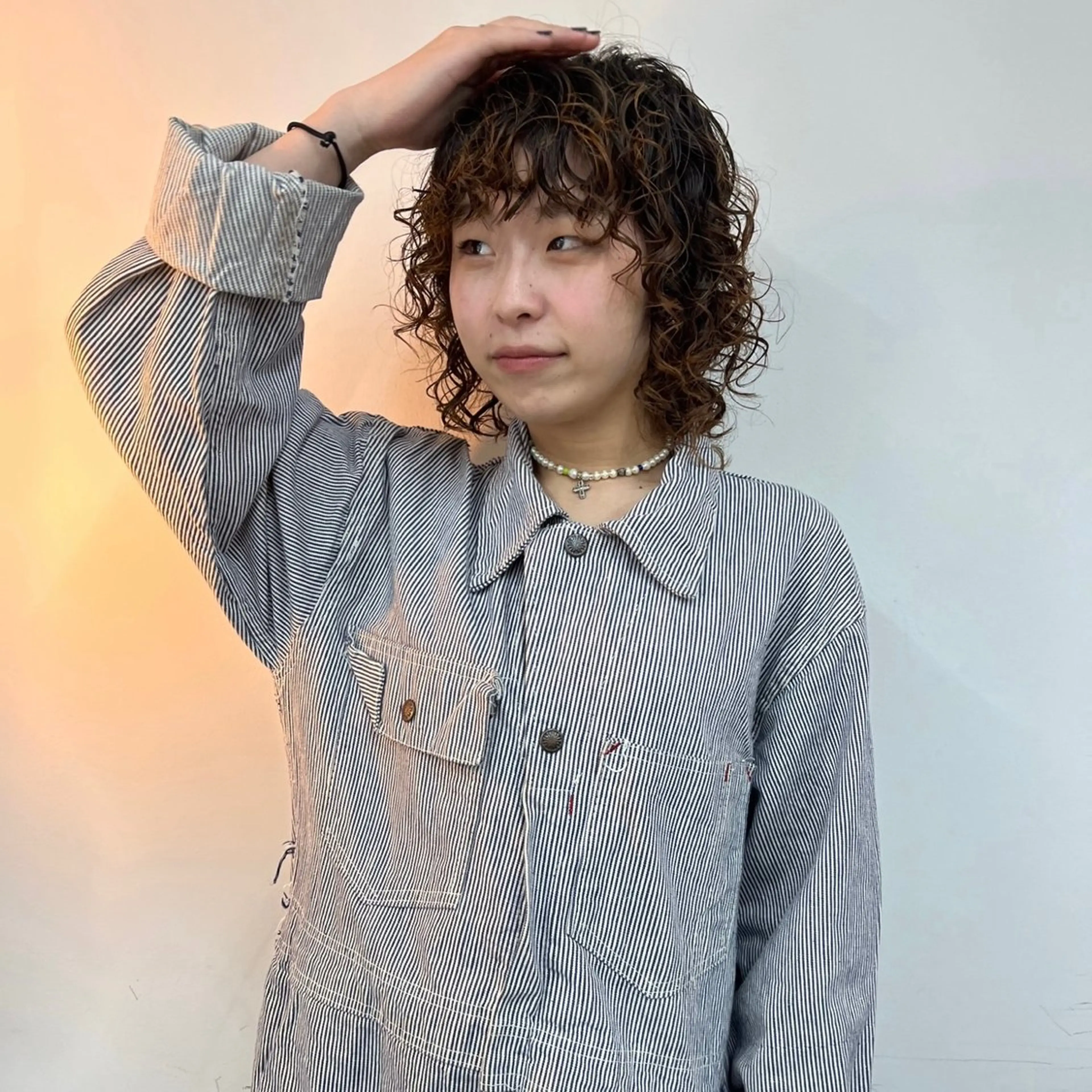 ミディアム カラー パーマ カット パーマ ハイトーン/心斎橋/ honomiのヘアスタイル