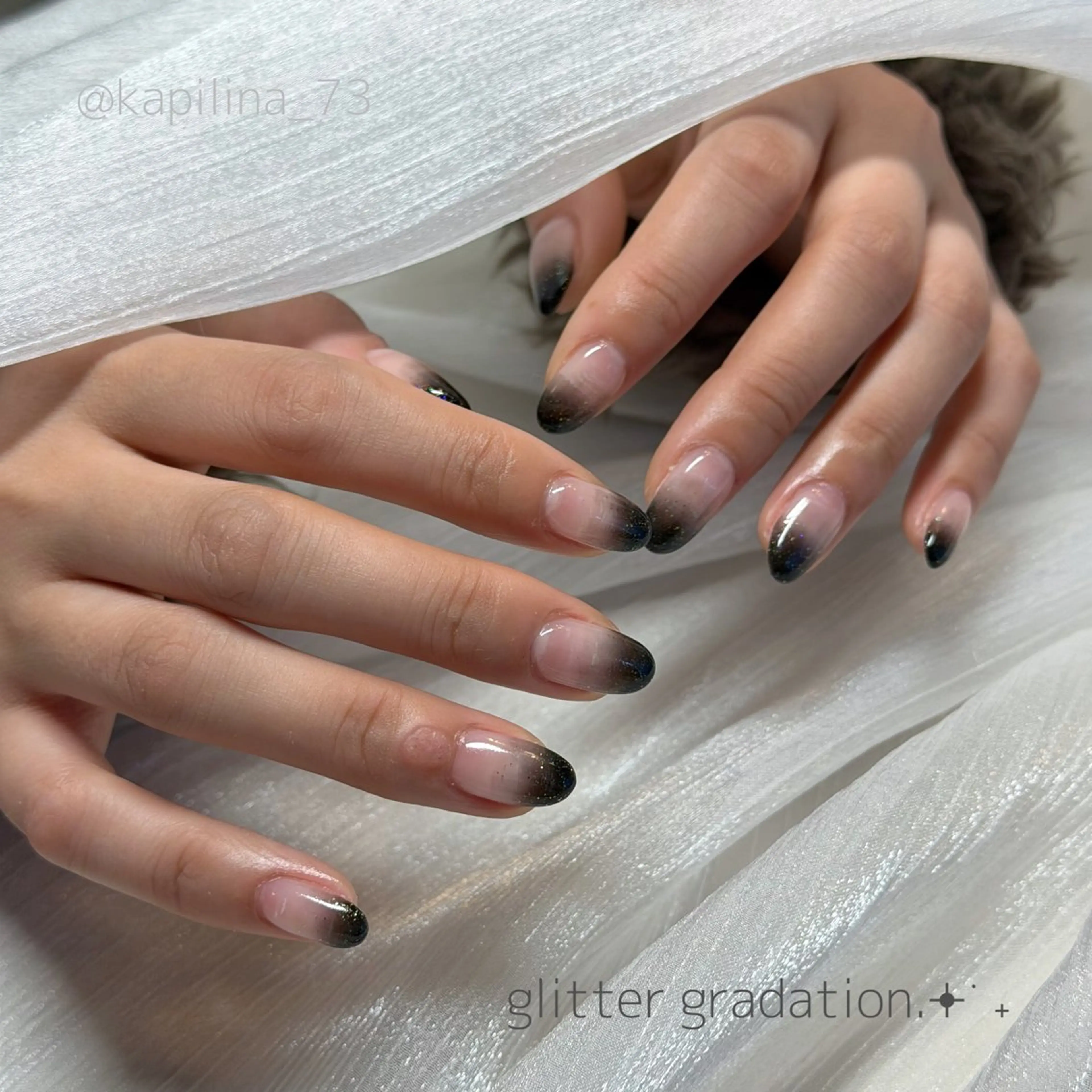 ネイル グラデーション ラメ(グリッター) ラメグラデーション ハンドネイル Nailsalon Ka pilina所属・Kapilina🌺 MOMOのネイルデザイン