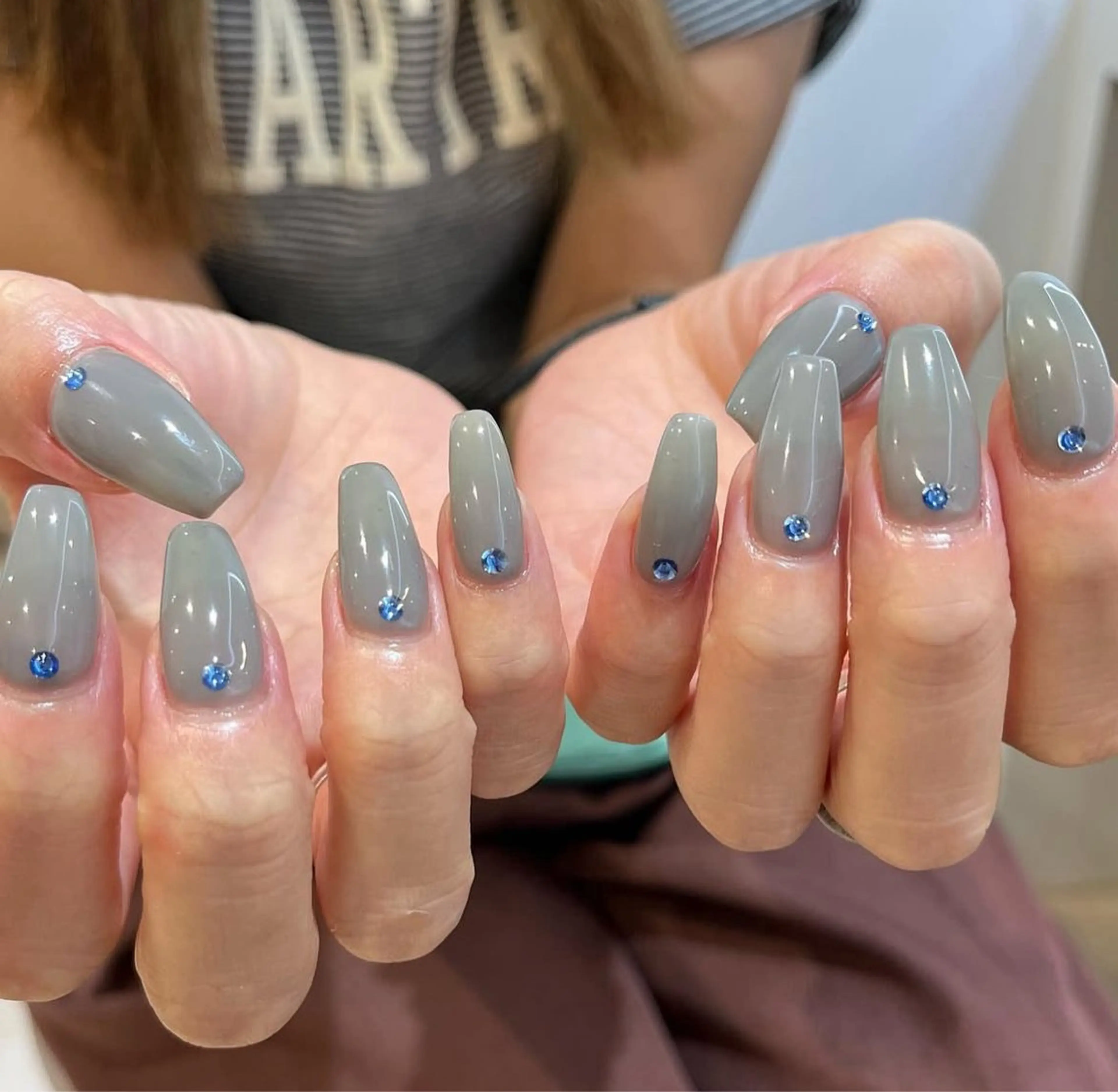 ネイル ワンカラーネイル ストーンネイル ハンドネイル CLALA MIYUのネイルデザイン