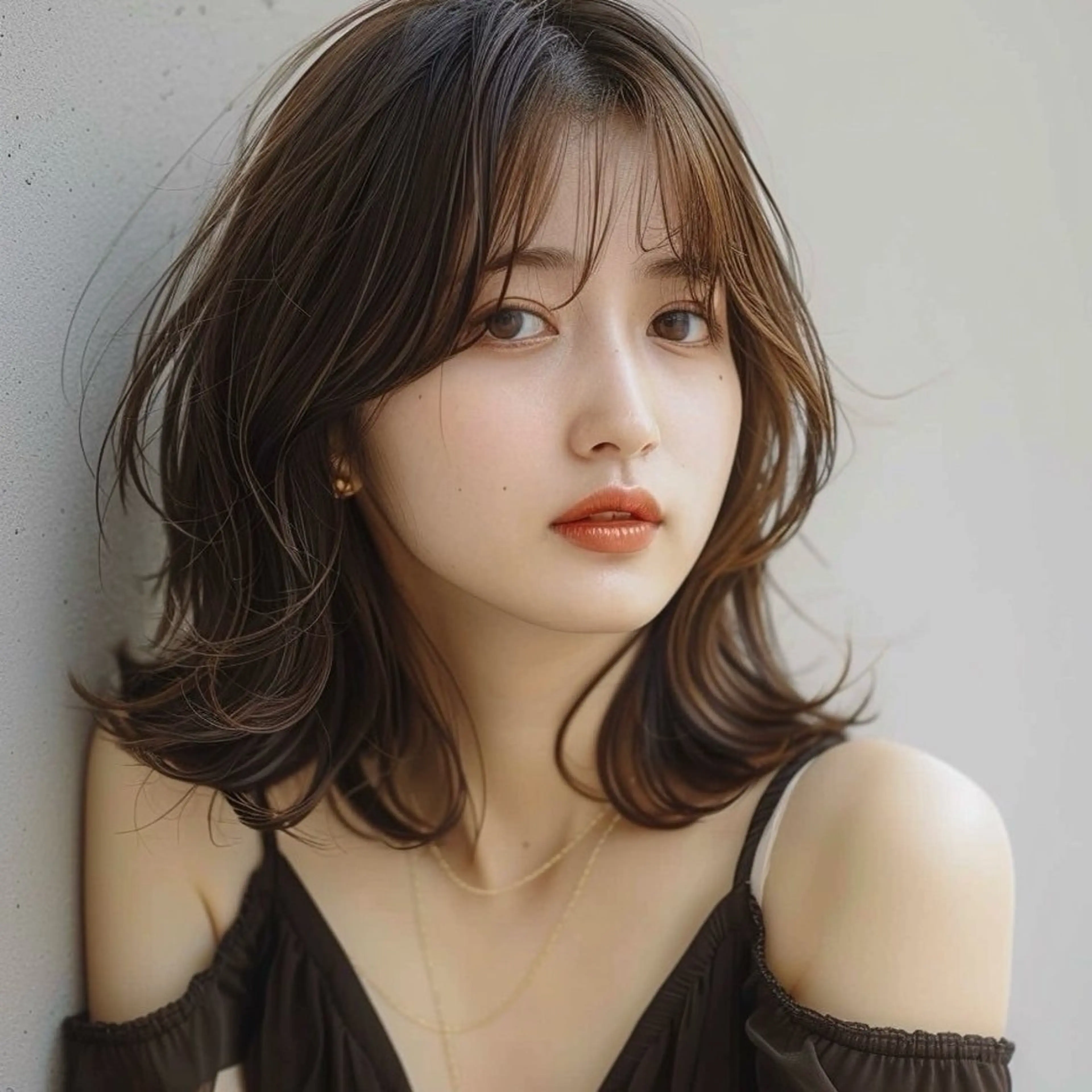 ミディアム カラー 岡田 佳子のヘアスタイル