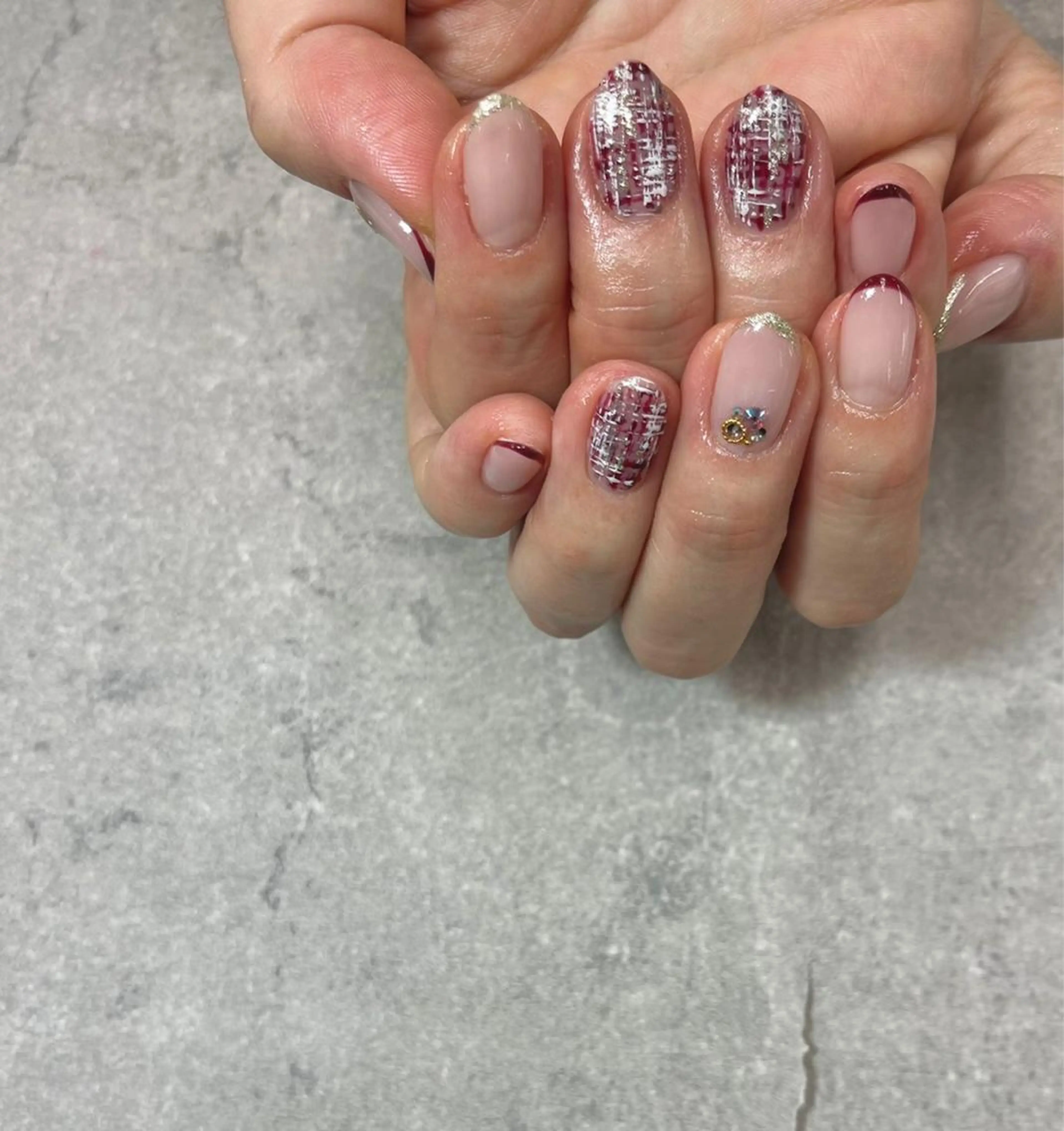 ネイル フレンチネイル ツイードネイル ハンドネイル ハンドケア FASTNAIL PLUS 新宿店のネイルデザイン