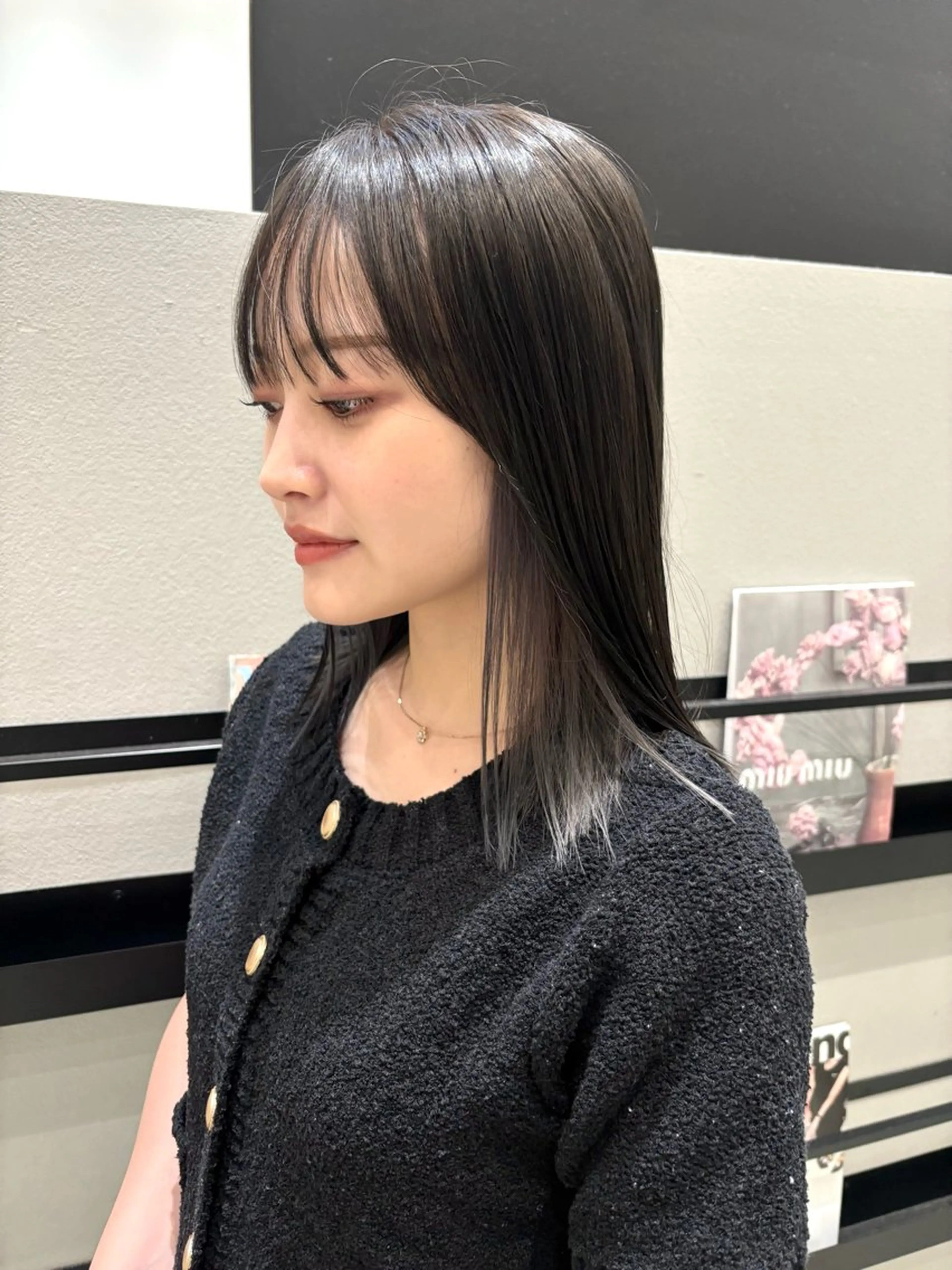 ミディアム カラー ダークグレー ダークグレージュ グレージュ カット ヘアカラー 透明感カラー/ レイヤーkotonoのヘアスタイル