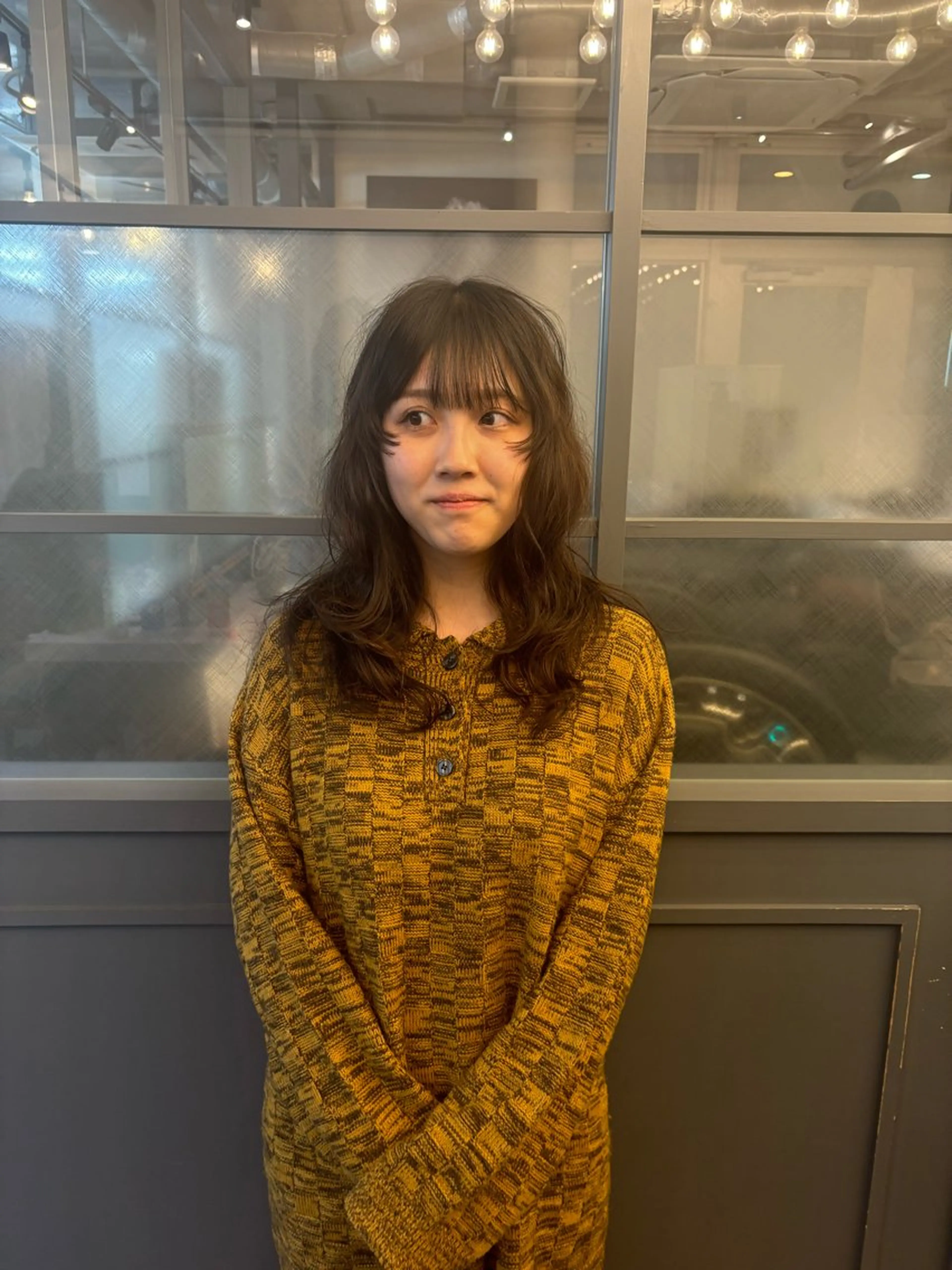 セミロング セミロングパーマ 顔周りカット SHOTA ハイライト/パーマのヘアスタイル