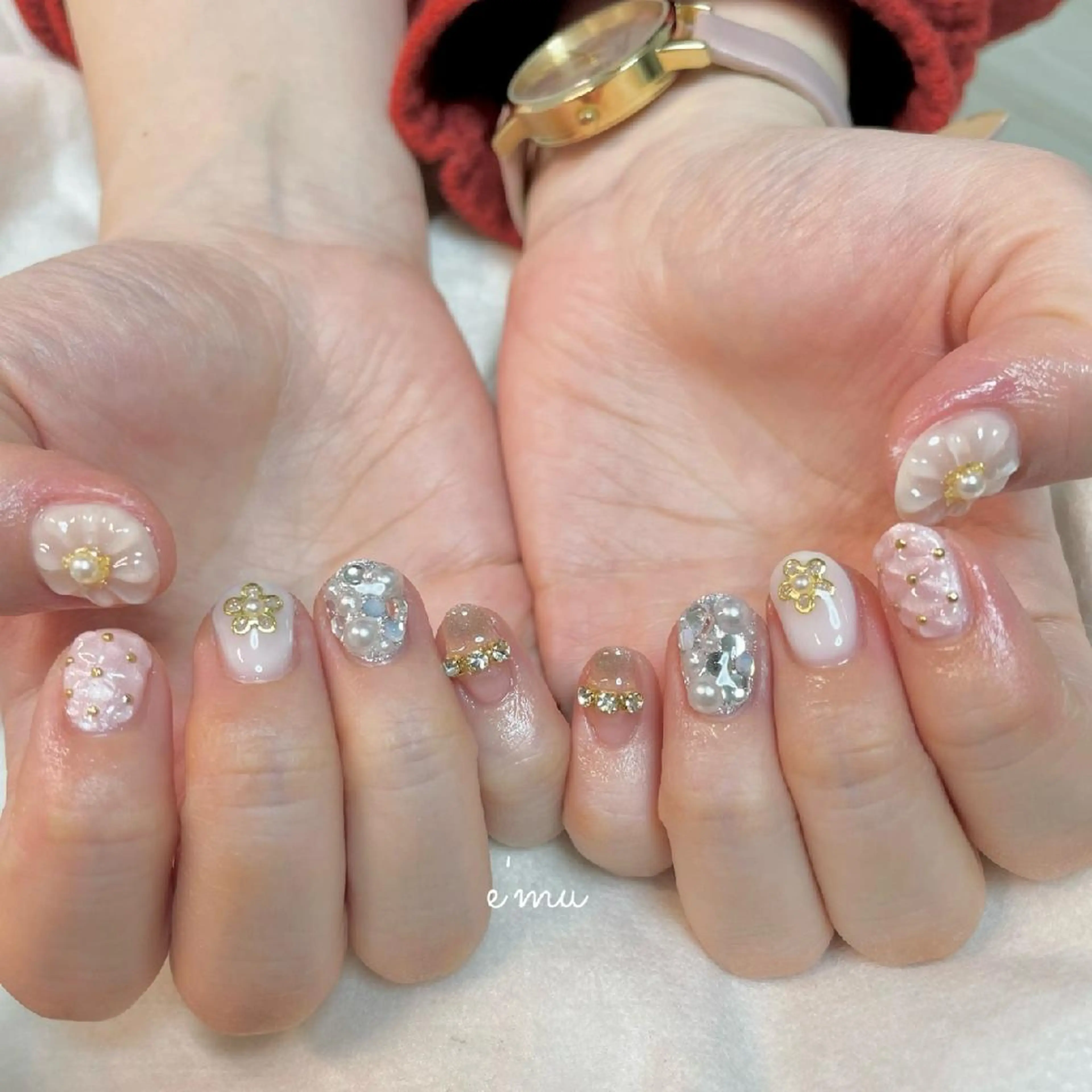 ネイル フラワーネイル ぷっくりネイル 春ネイル nail salon e'mu💐のネイルデザイン