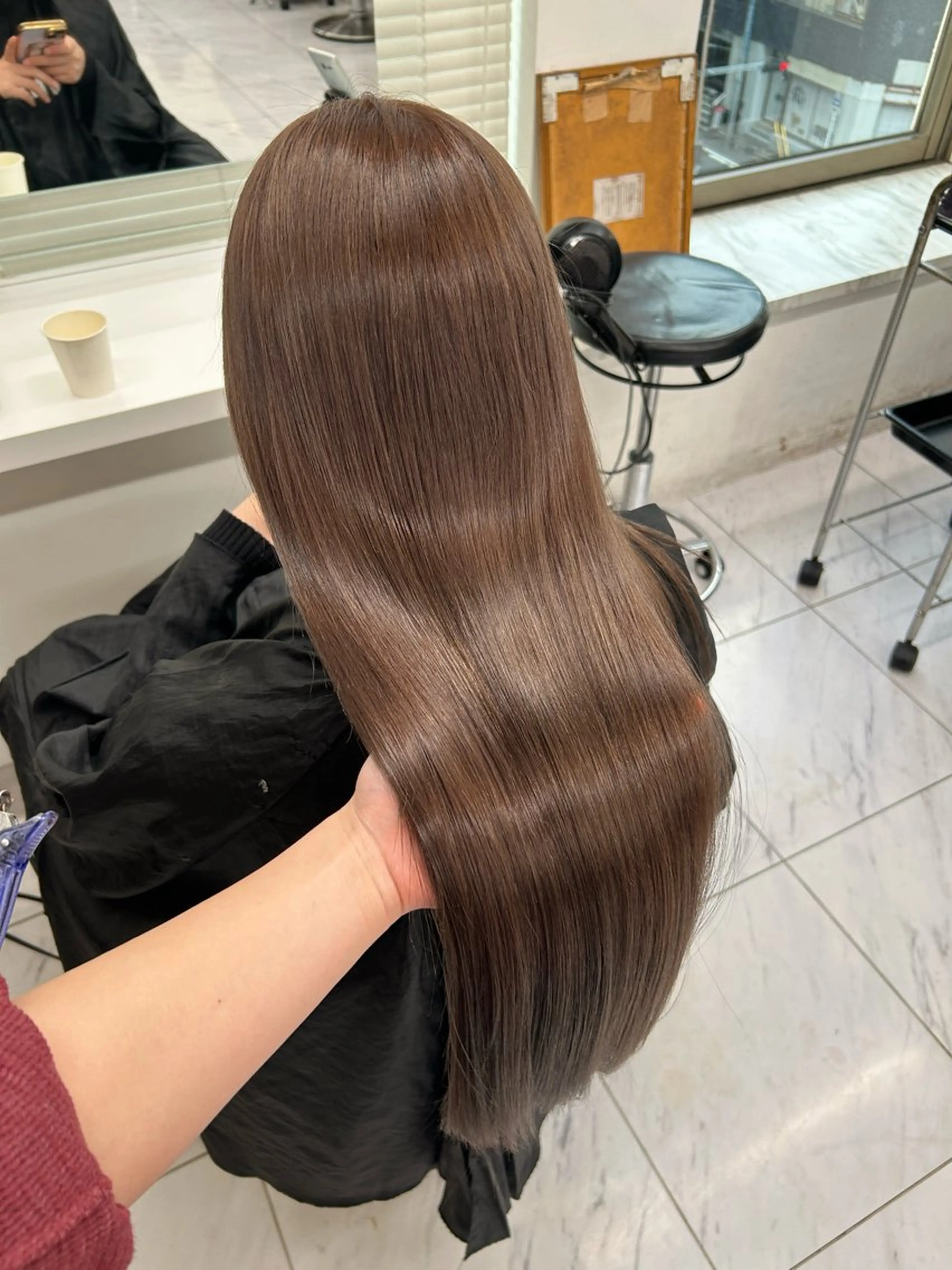 ロング カラー カット ヘアカラー トリートメント ヘッドスパ ヘアセット 🥯縮毛/レイヤー/ ベージュヘア🥯のヘアスタイル