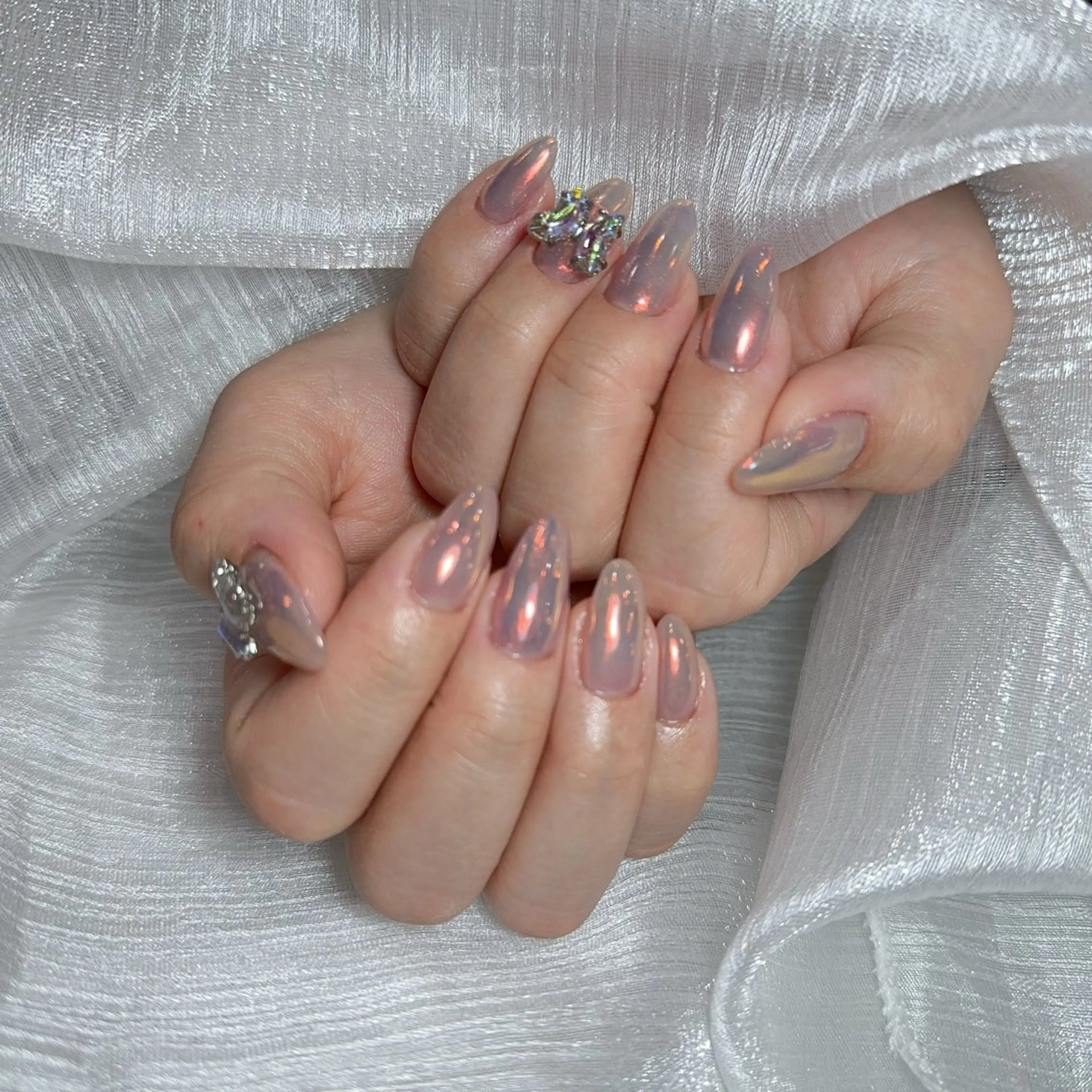 ネイル アートネイル フラッシュネイル フレンチネイル ジェルネイル ガラスフレンチ You&Me Yukiのネイルデザイン